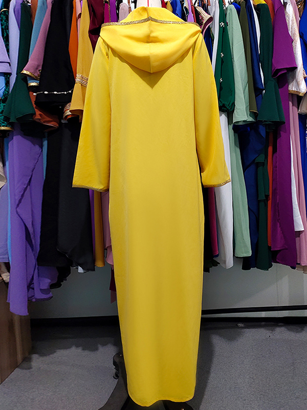 Casual Loose Sequined Solid Color Hooded Dress