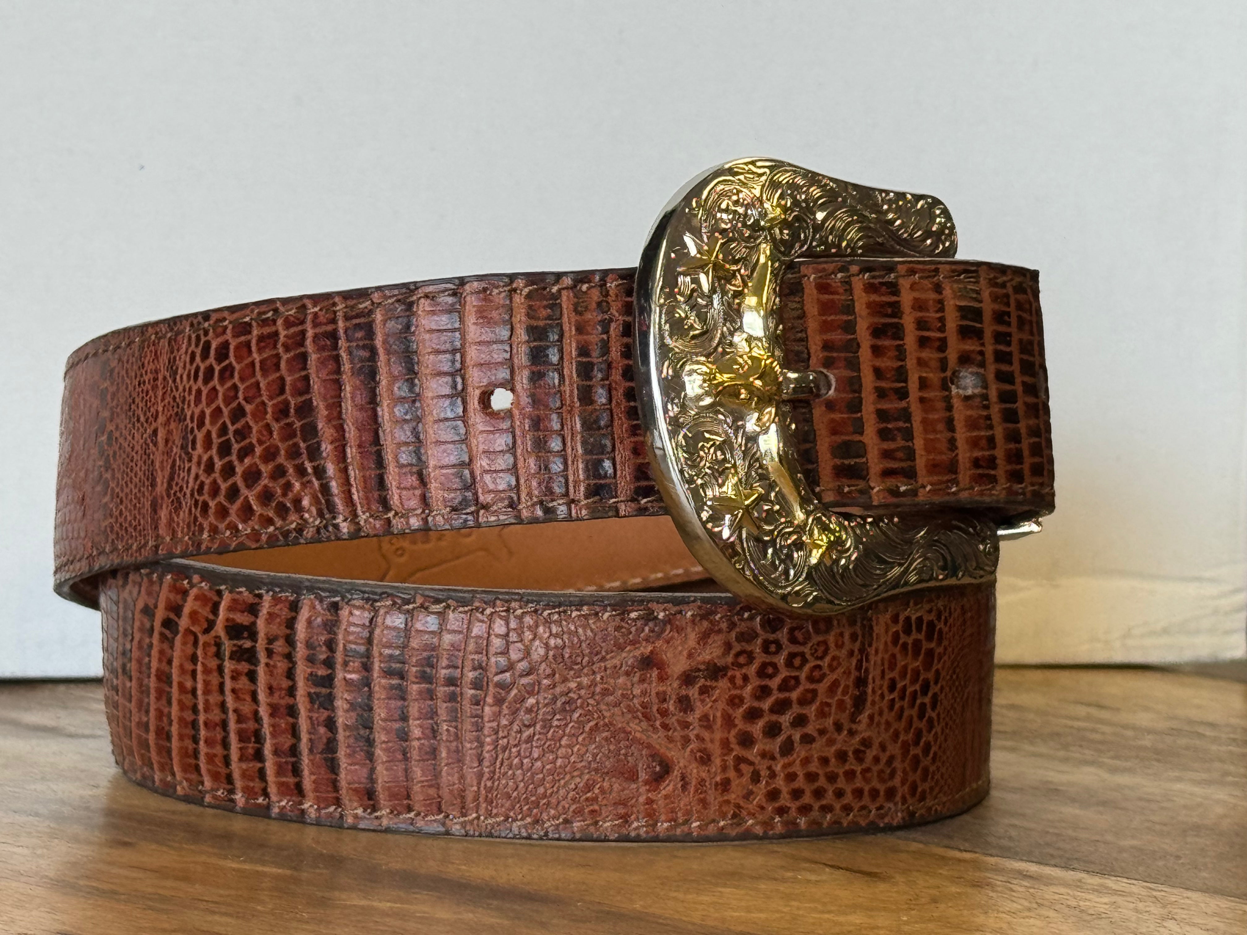 Coñac Lizard Leather Belt