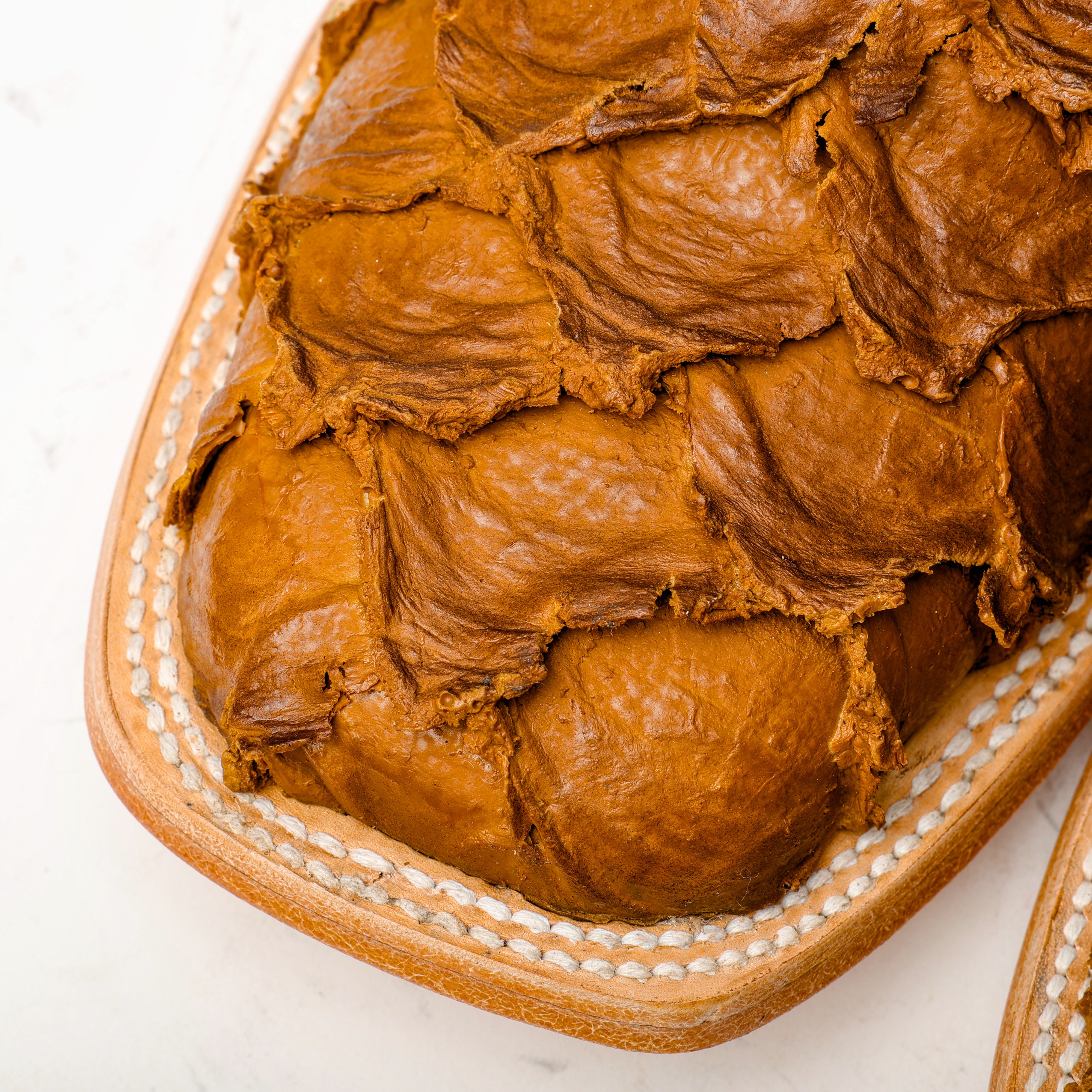 Matte Tan Jumbo Pirarucu Leather Boots - Square Toe