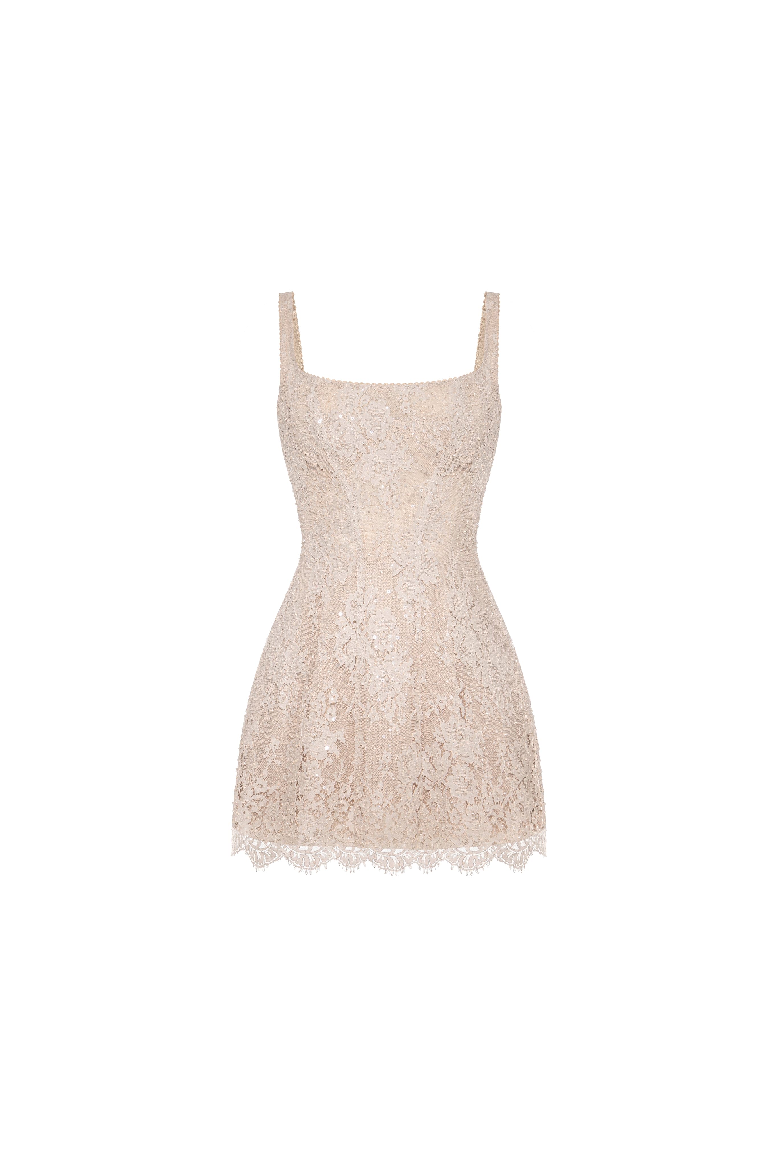 Beige corset mini dress