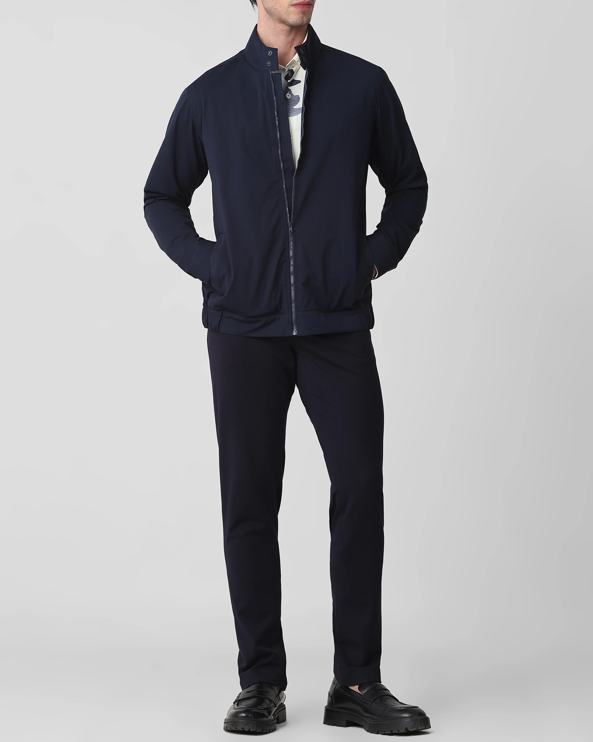 Versatile Comfortable Slim-Fit Navy Jacket