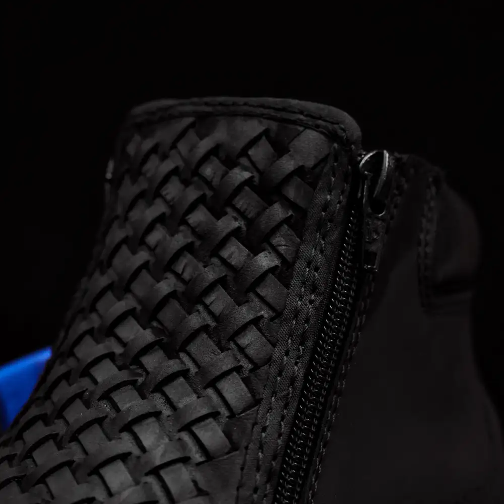 Black Basketweave Leather Botin With 3D Lightweight Soles - Square Toe