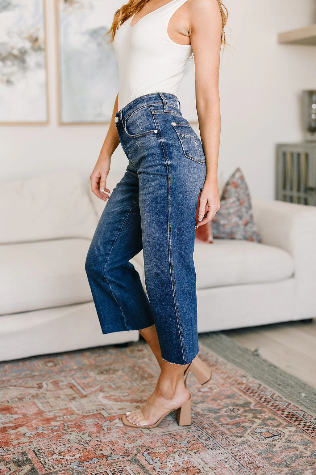 High Rise Wide Leg Crop Jeans