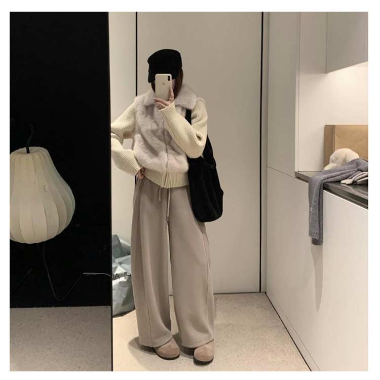 Women's Fleece-Lined Wide-Leg Pants, Warm Winter Trousers, Flattering Fit, Thick and Loose-Fitting