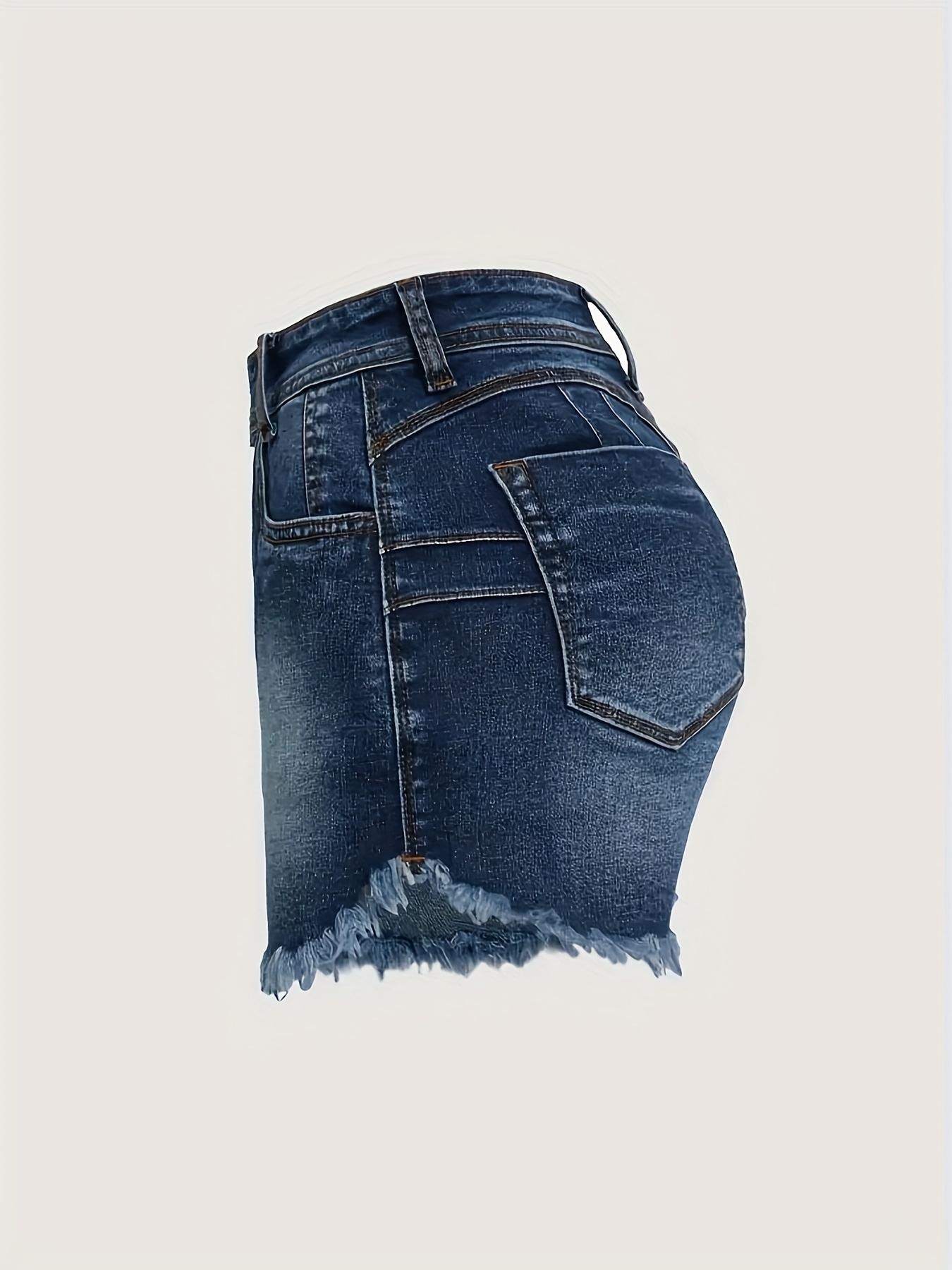 Women's New Button Tassel Raw Edge Casual Denim Shorts