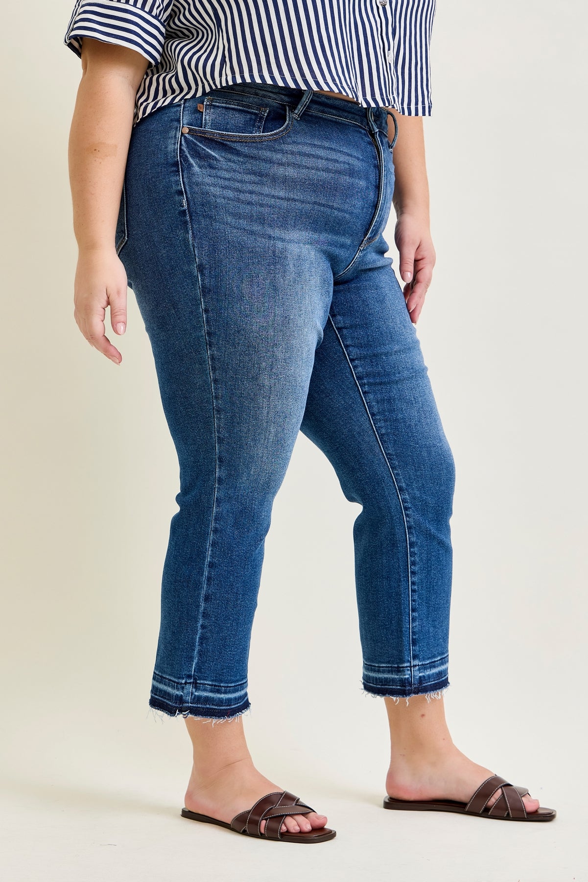 Aurora High Rise Vintage Wash Kick Flare With Released Hem - PLUS