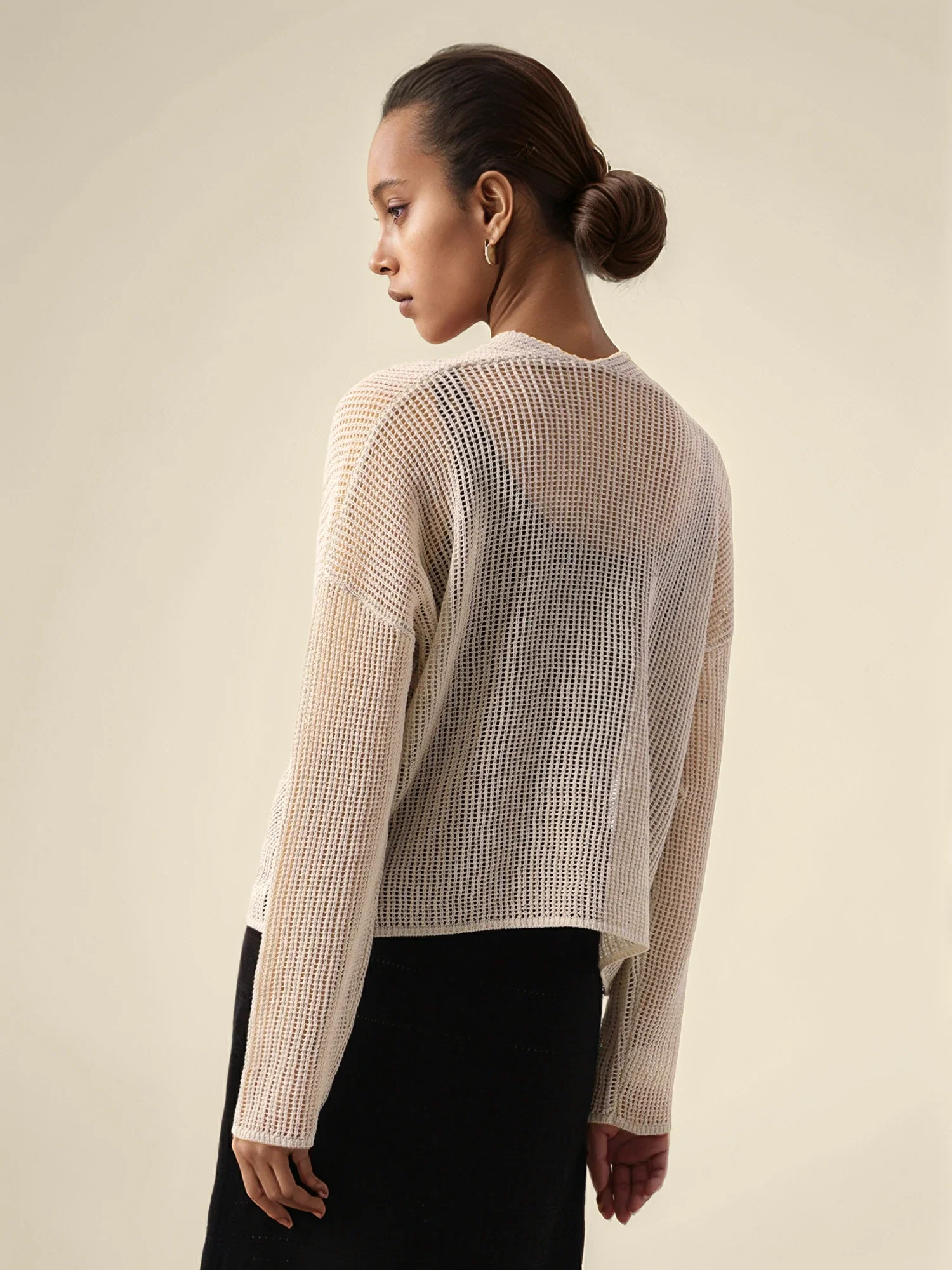 Cotton & Lyocell Long Sleeve Hollow Cardigan