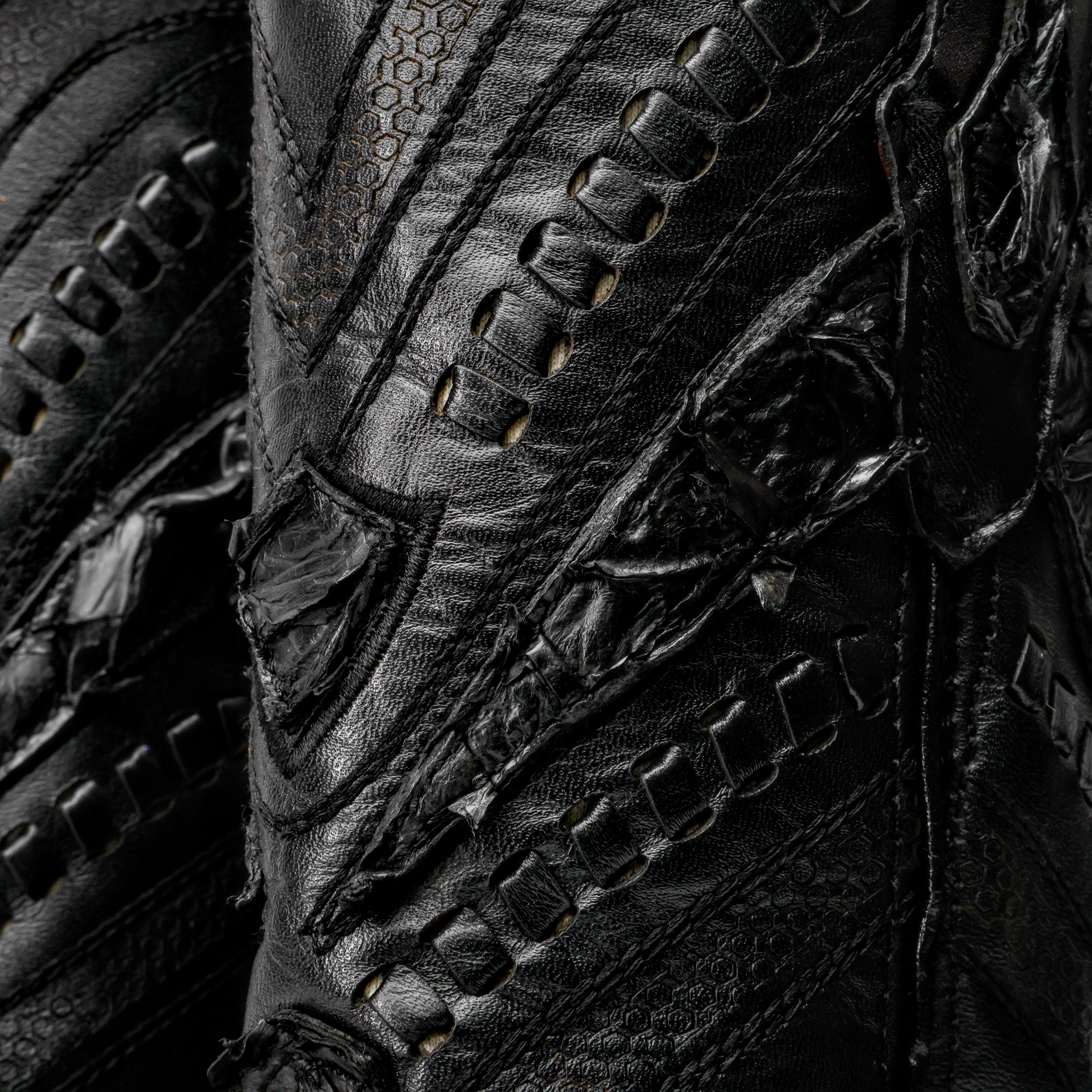 GENUINE Black Pirarucu Boots - Square Toe