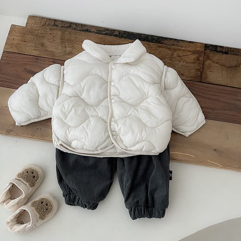 Baby Lapel Solid Color Cotton Padded Jacket