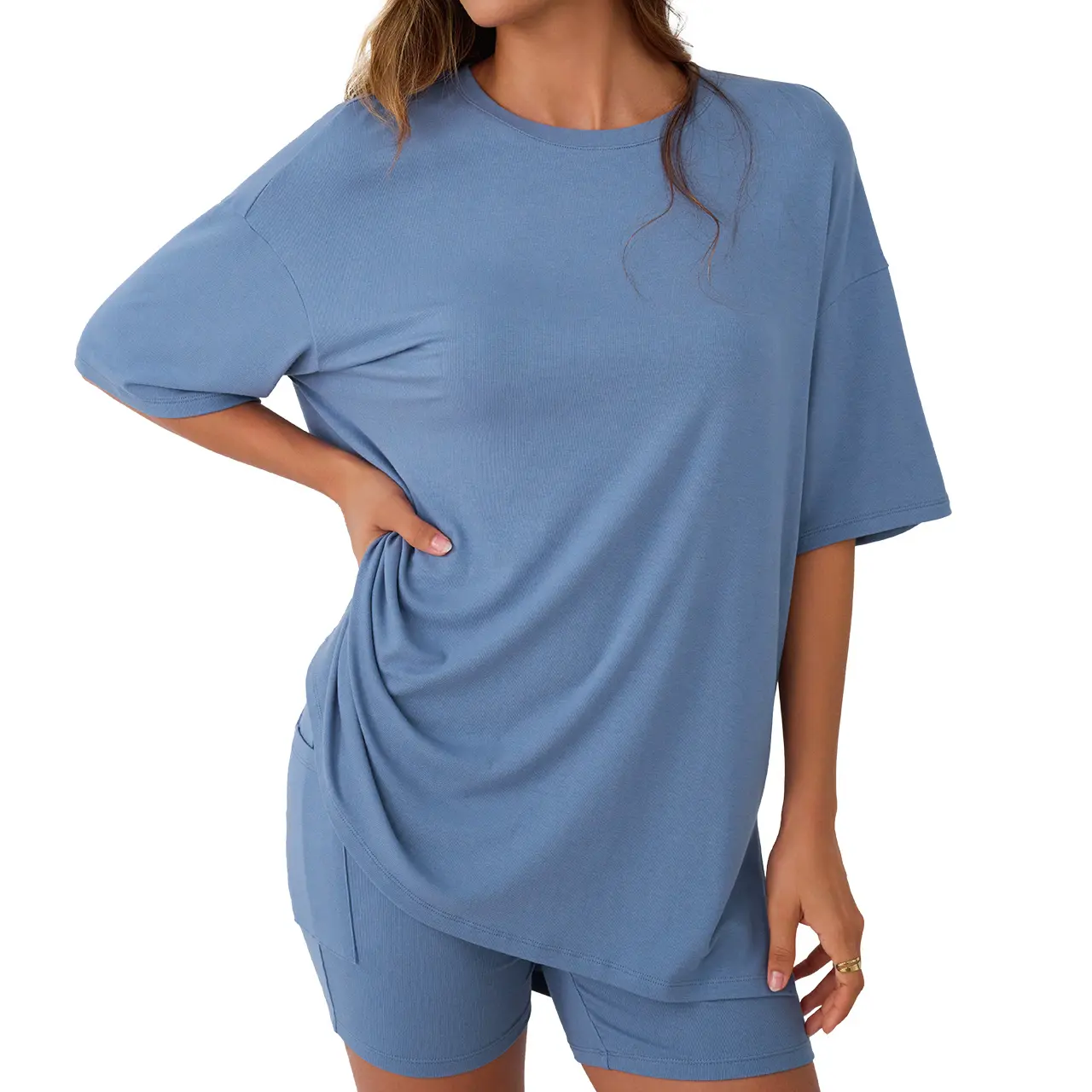 Women’s Oversized Tee & High-Waisted Biker Shorts Set