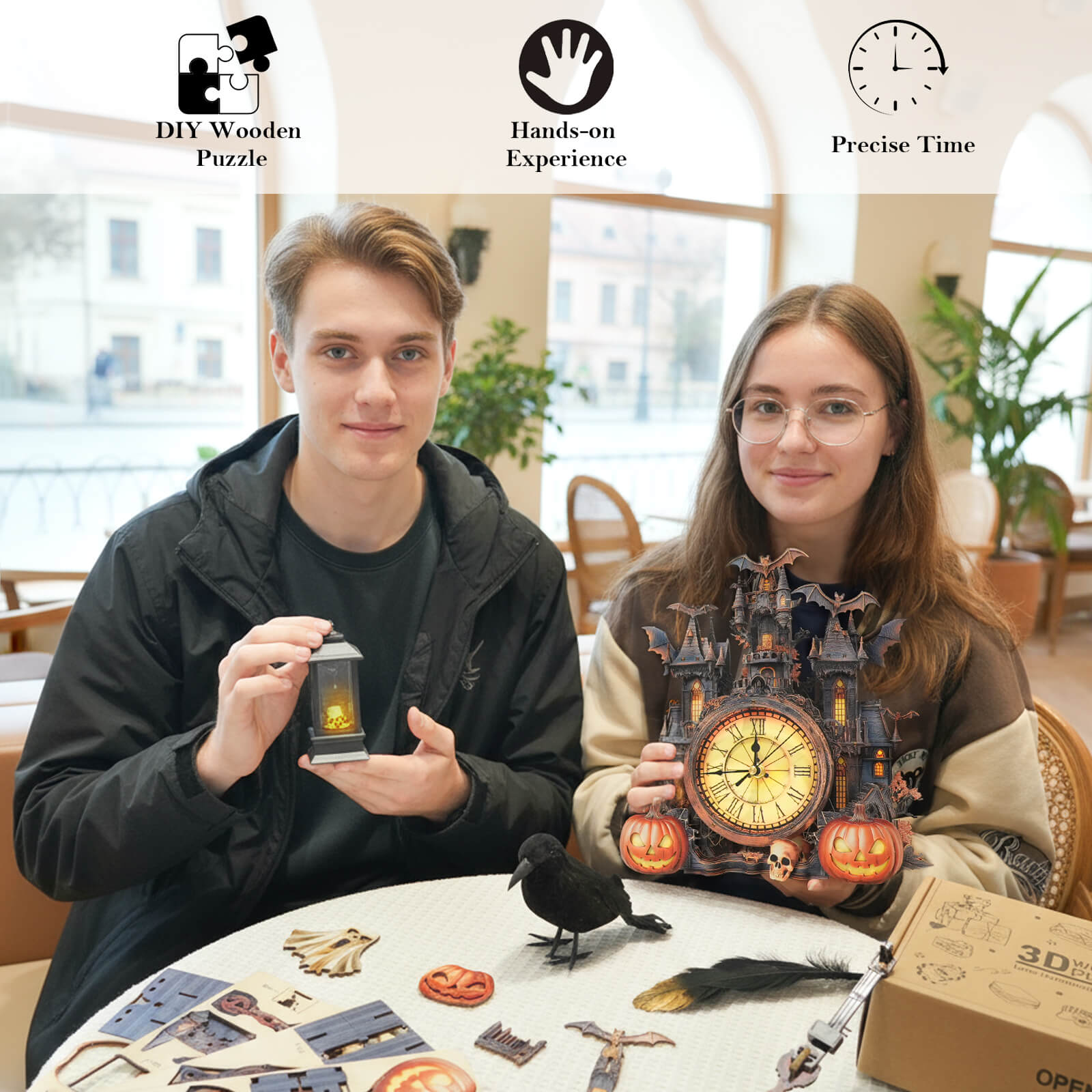 Mysterious Castleâ€“ DIY Wooden Clock, 3D Puzzle Craft Kit