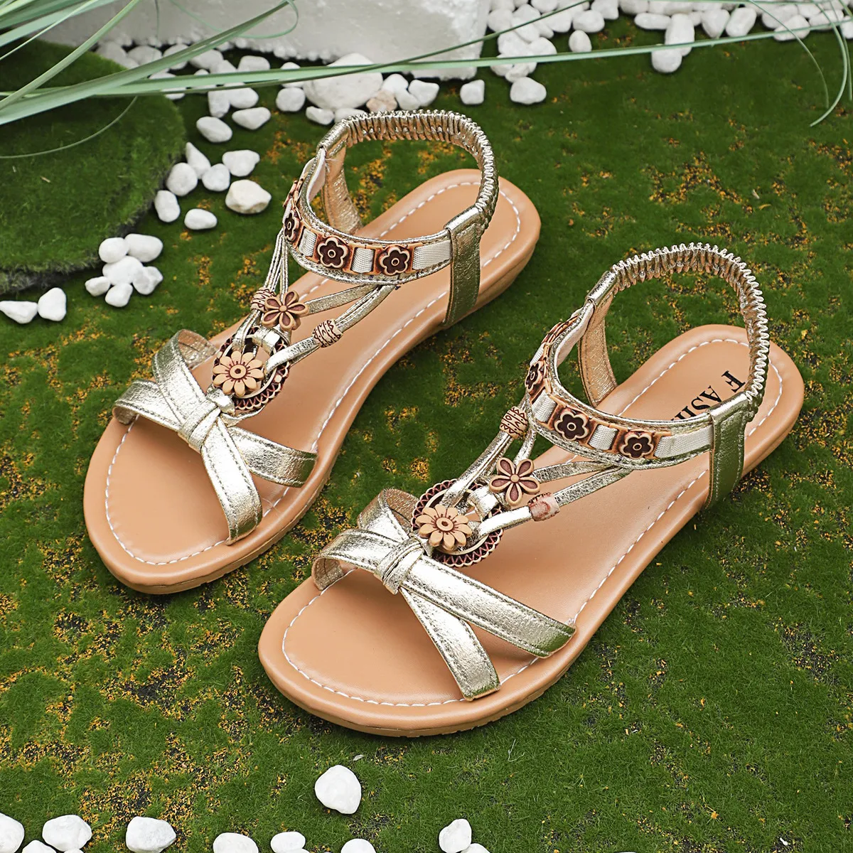 Open Toe Flats Sandals (2 color options)