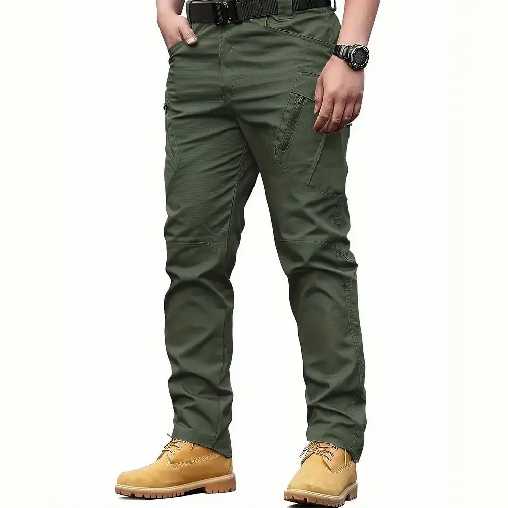 4pcs pantalones para hombre Beige Men's Tactical Cargo Pants, Mid Waist, Fitted Style, Multi-Pocket Design, Breathable & Soft, Ideal for Construction, Hiking, Spring/Fall cargo pants for men slacks Casual Bottoms pantalones para hombre cargo pants for men