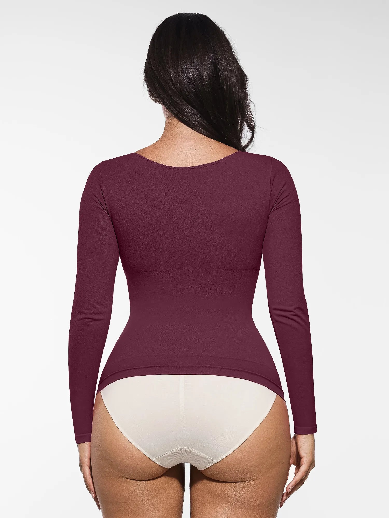Feelingirl Seamless Long Sleeve Tummy Control Thong Bodysuit