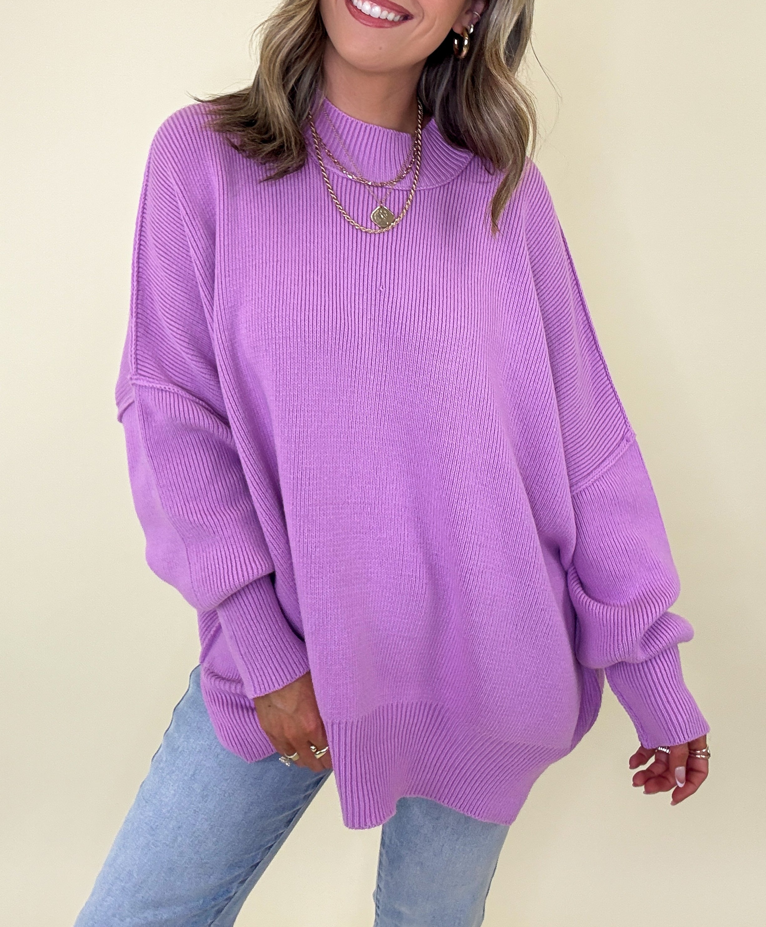 Simple Street Side Slit Oversized Sweater - BACK IN STOCK