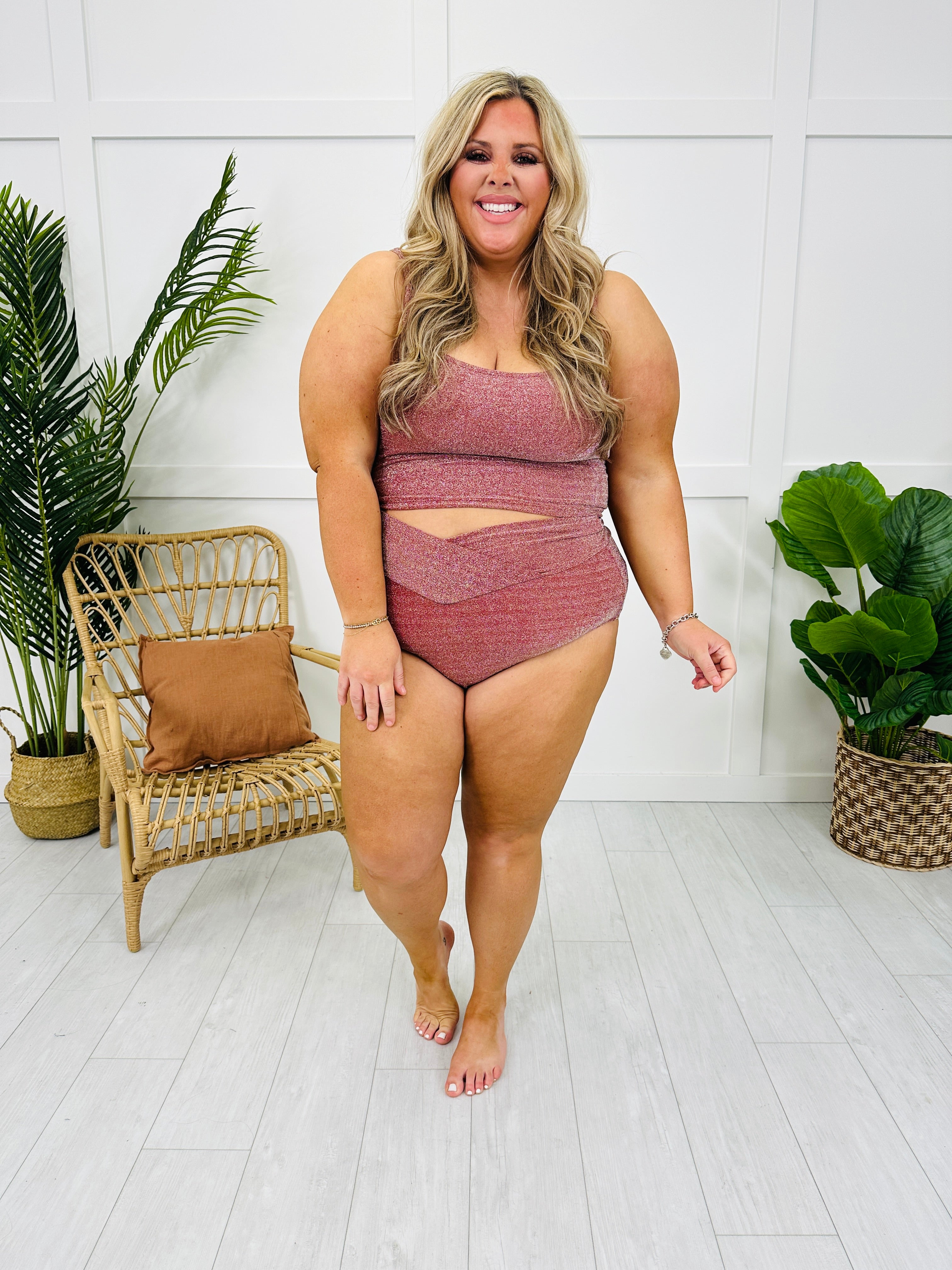 The Olivia Swim Top in Cranberry Shimmer