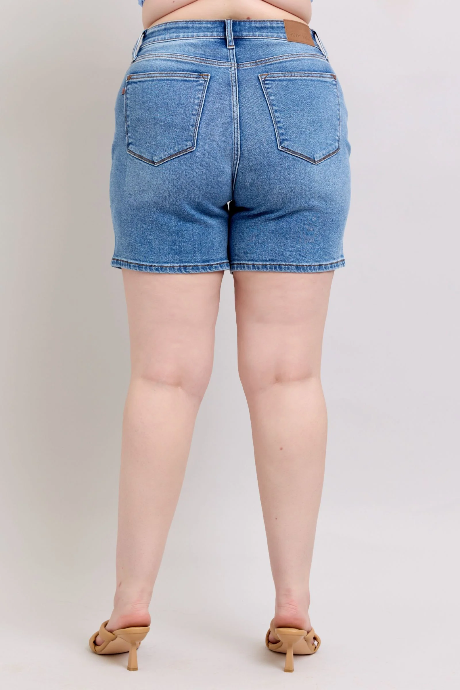 2 Button Denim Shorts with Pockets