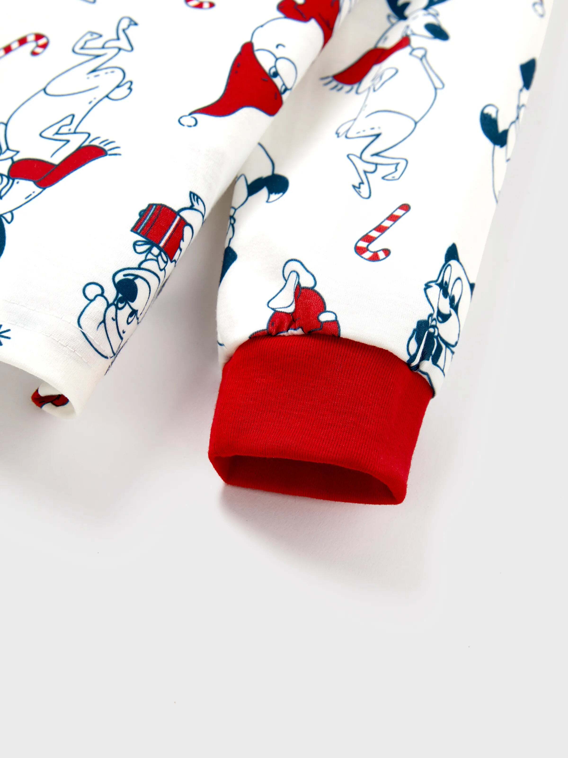 Christmas Matching Family Pajamas Set Santa Claus and Dogs Print PJS with Christmas Socks White