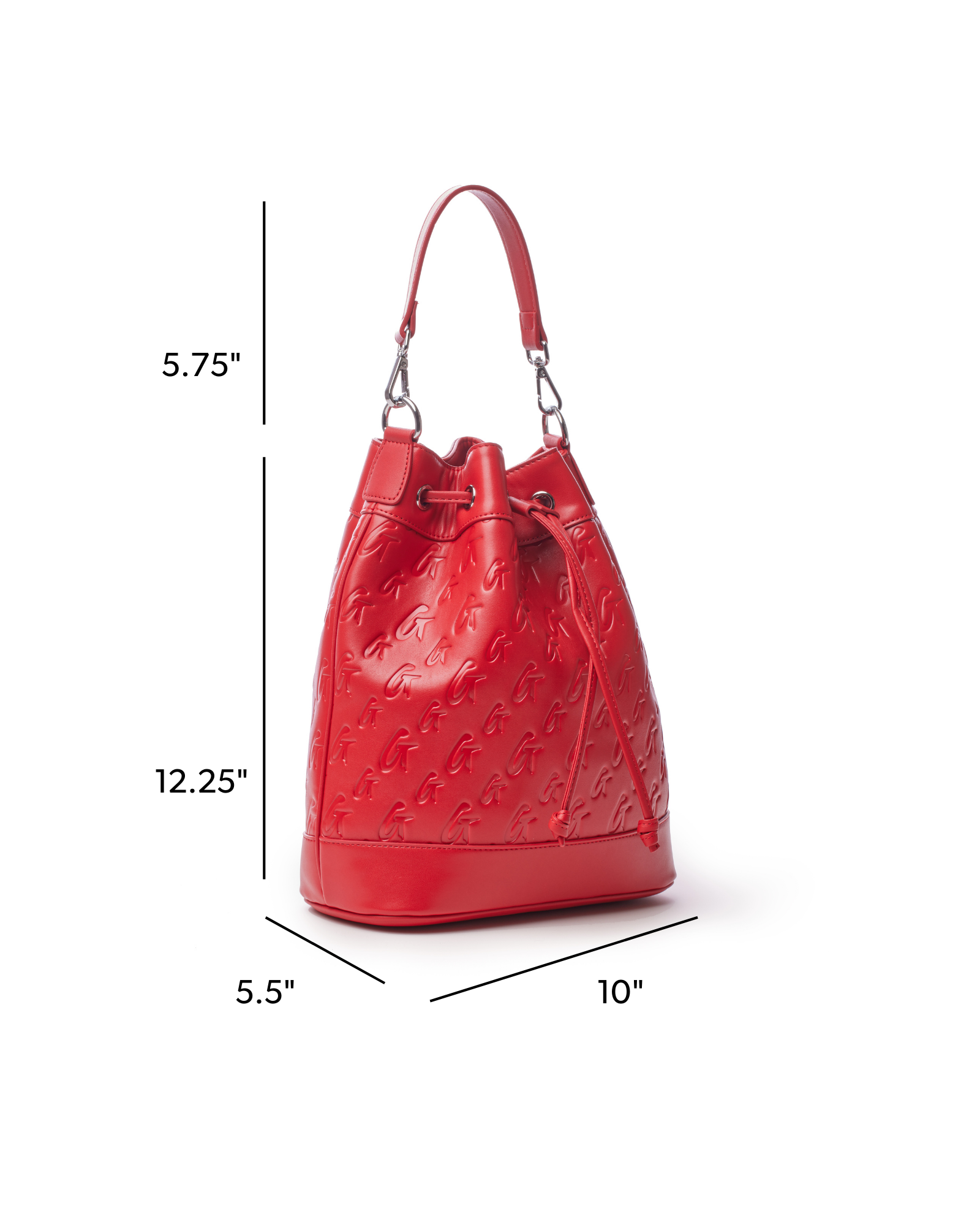 LARGE MONOGRAM BUCKET BAG - RED
