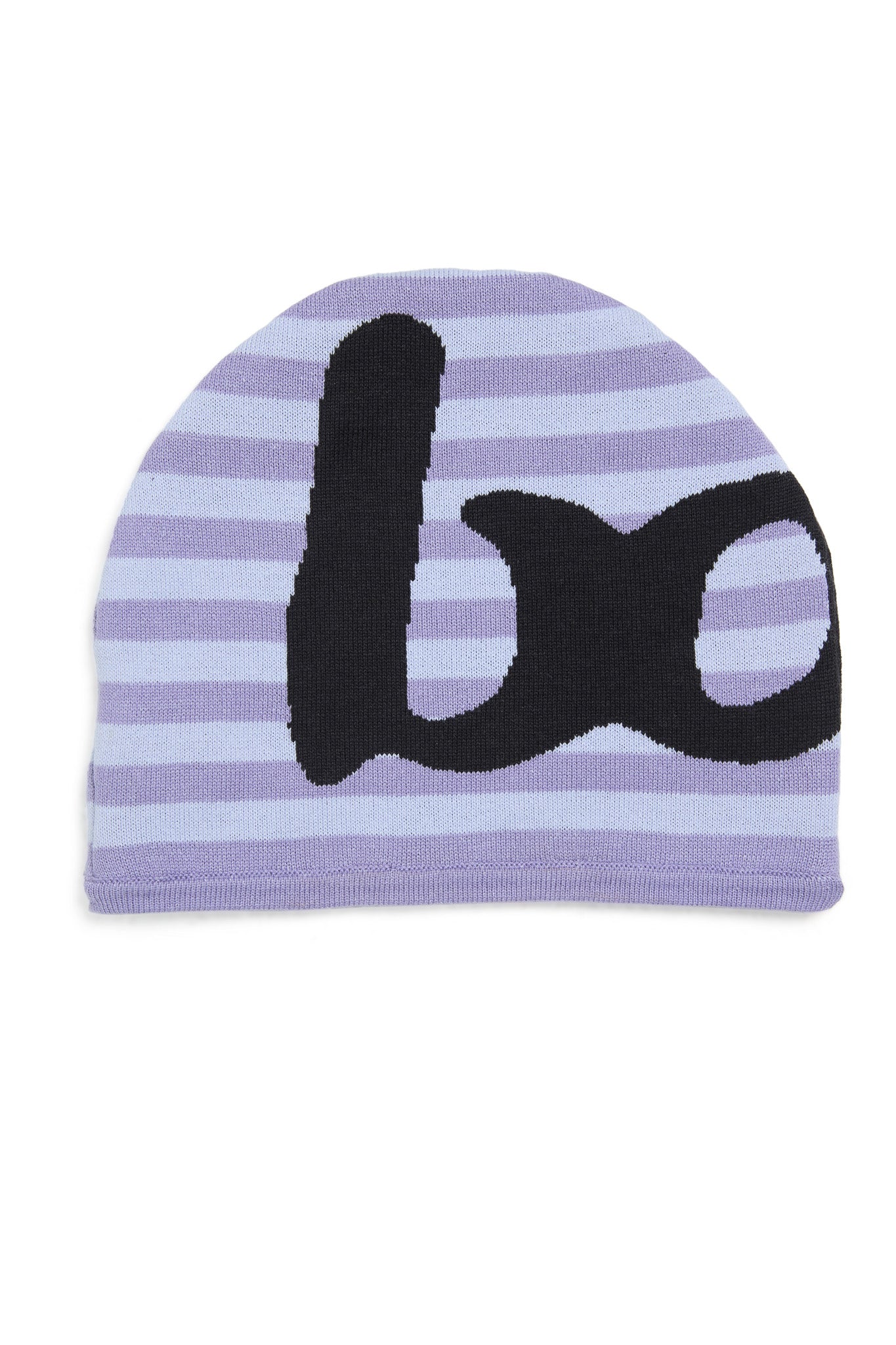 STRIPED KNIT BEANIE (LAVENDER/BLACK)