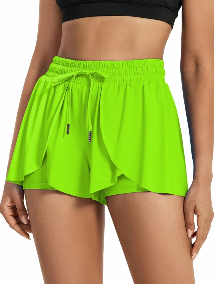 Women's 2-in-1 Drawstring Skorts, High-Waist Wrap Shorts for Gym & Daily Wear