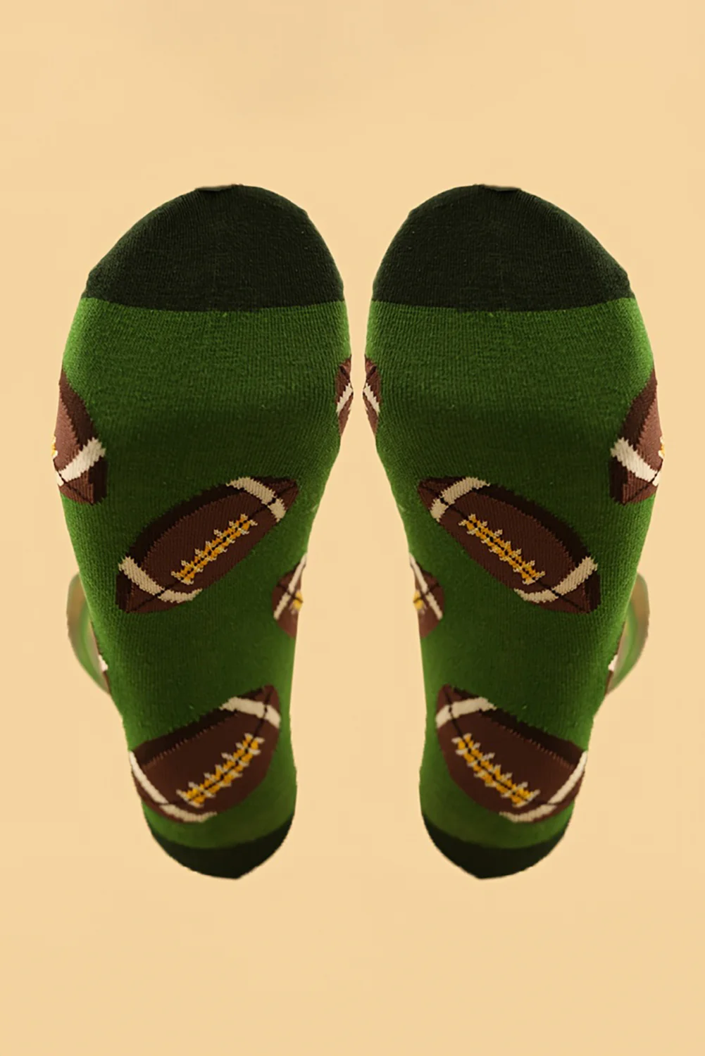Blackish Green Rugby Football Print Mid-length Socks