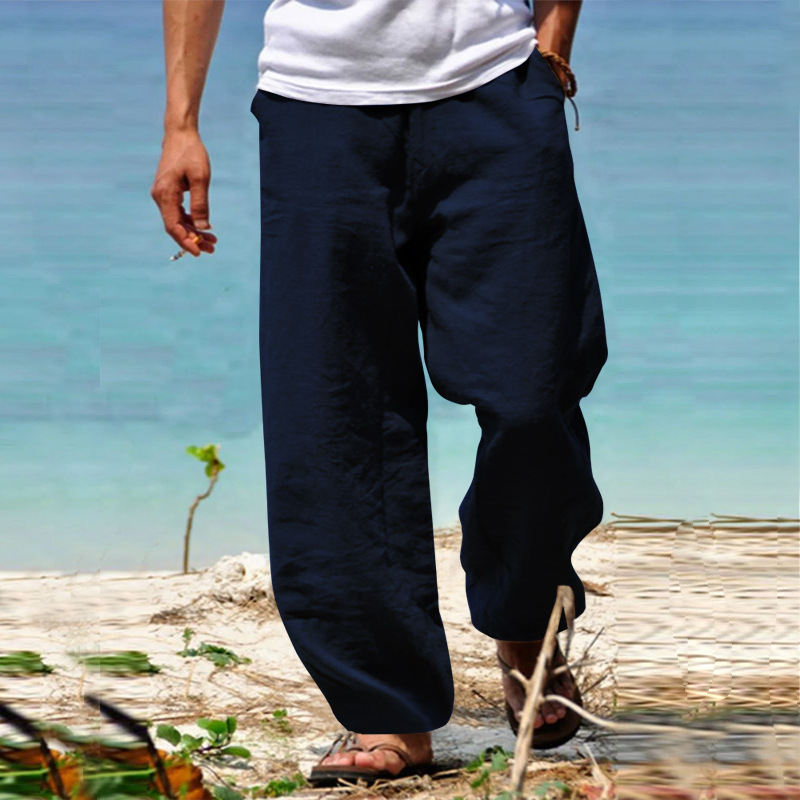 Men'S Vintage Drawstring Casual Cotton Linen Pants