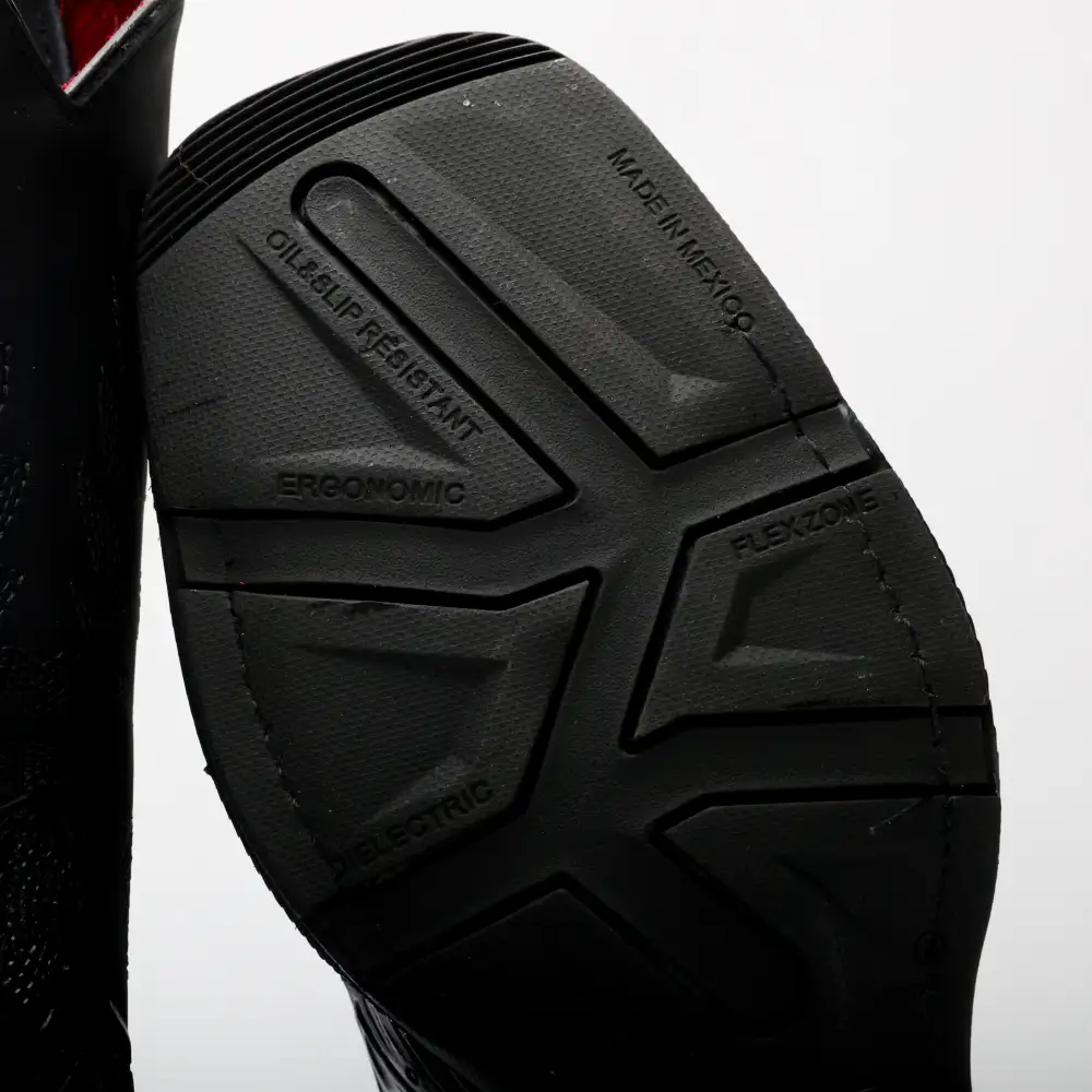 Black Hand-Tooled Leather Boots With 3D Lightweight Sole - Composite Toe