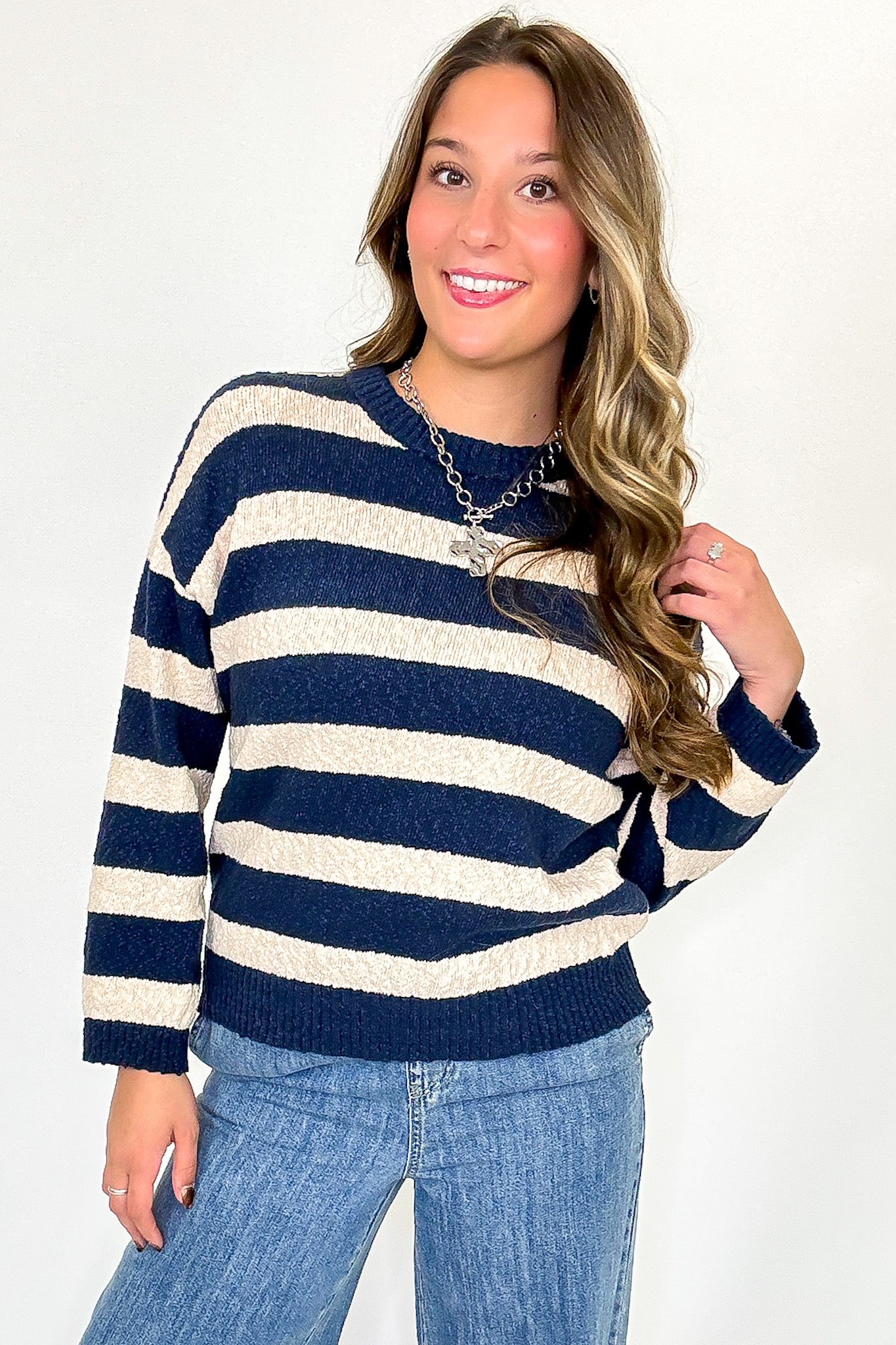 Striped Knit Top and Shorts Set