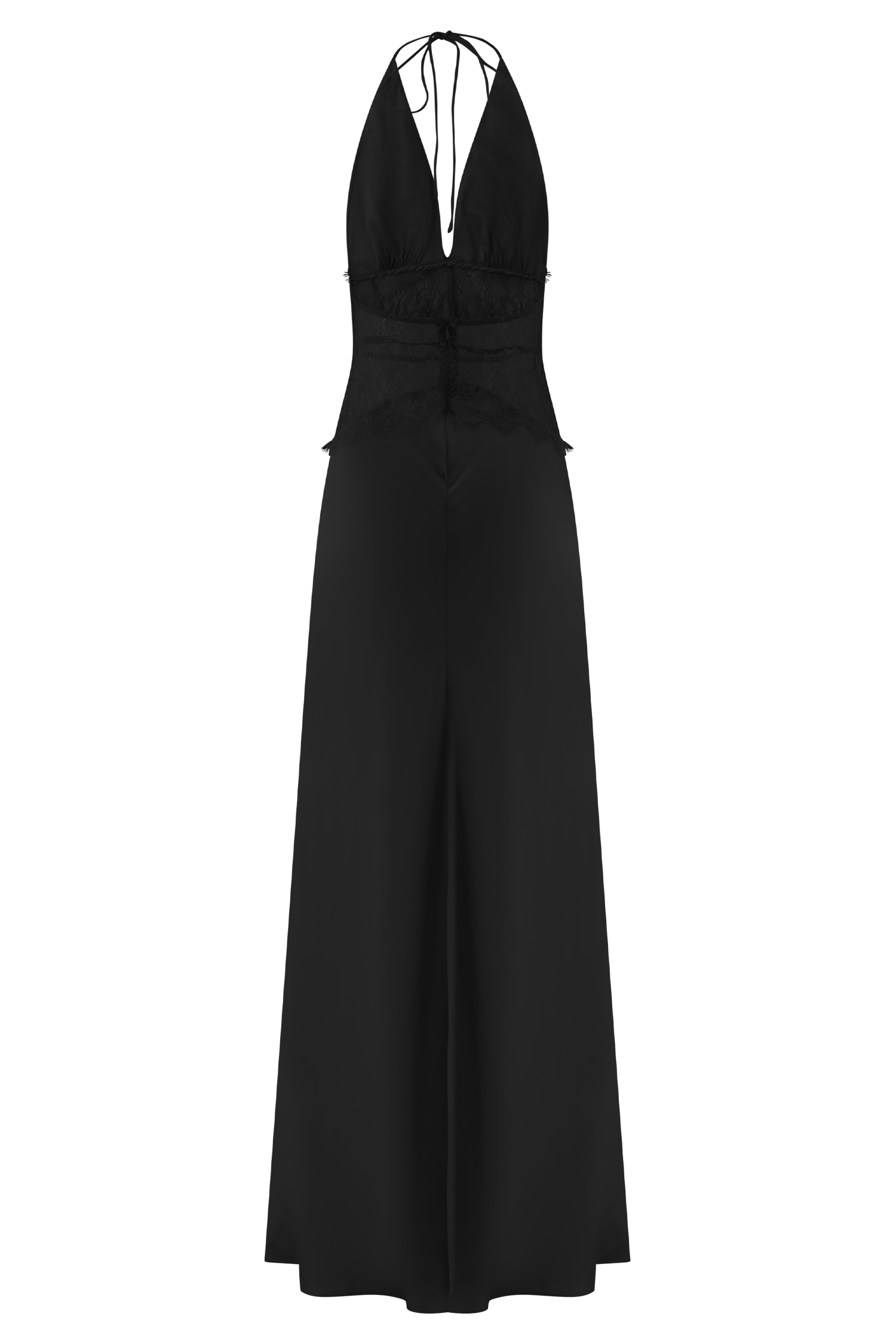 Black Lace And Satin Maxi Dress