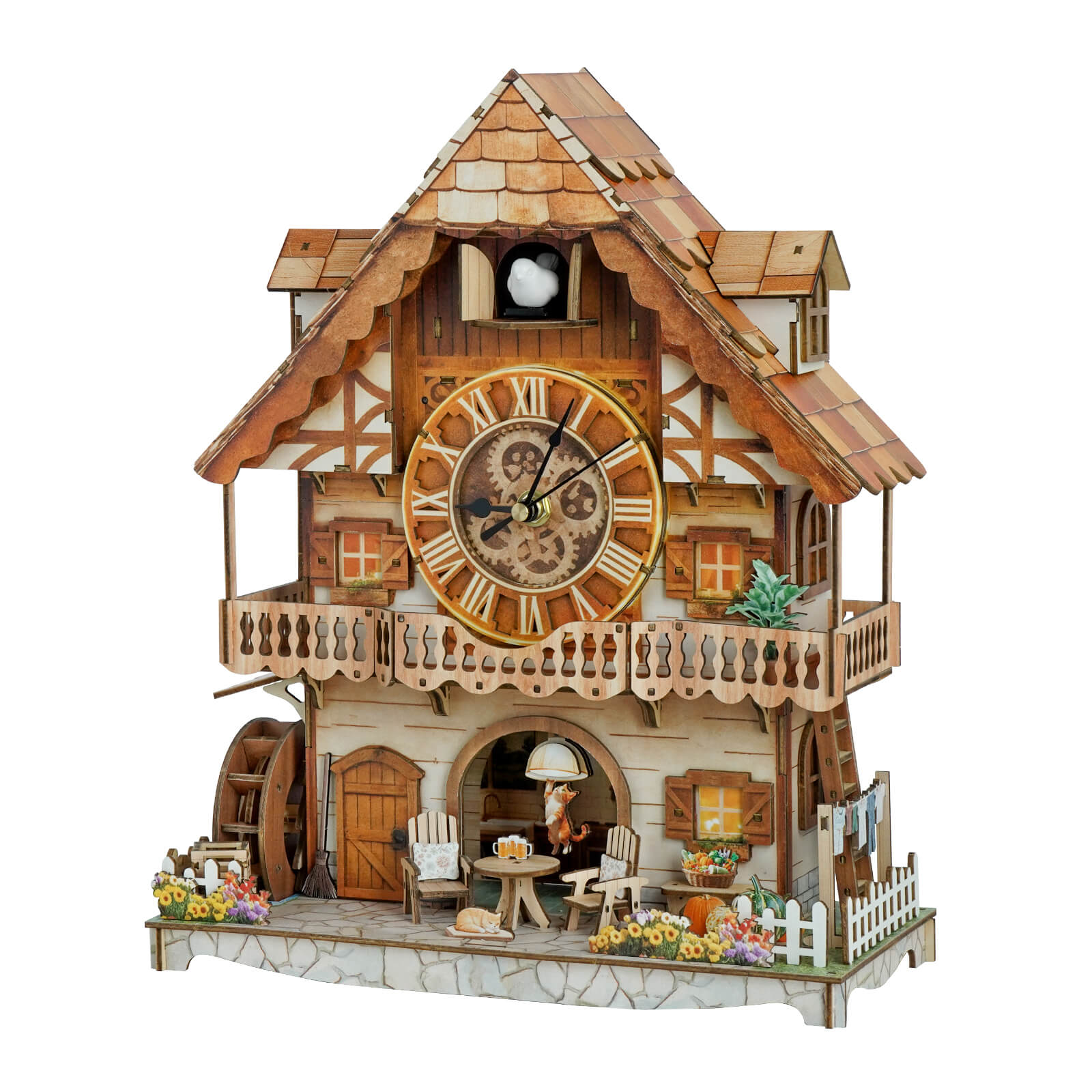 Cuckoo Calling German Cottage â€“ DIY Wood Clock, 3D Puzzle Kit