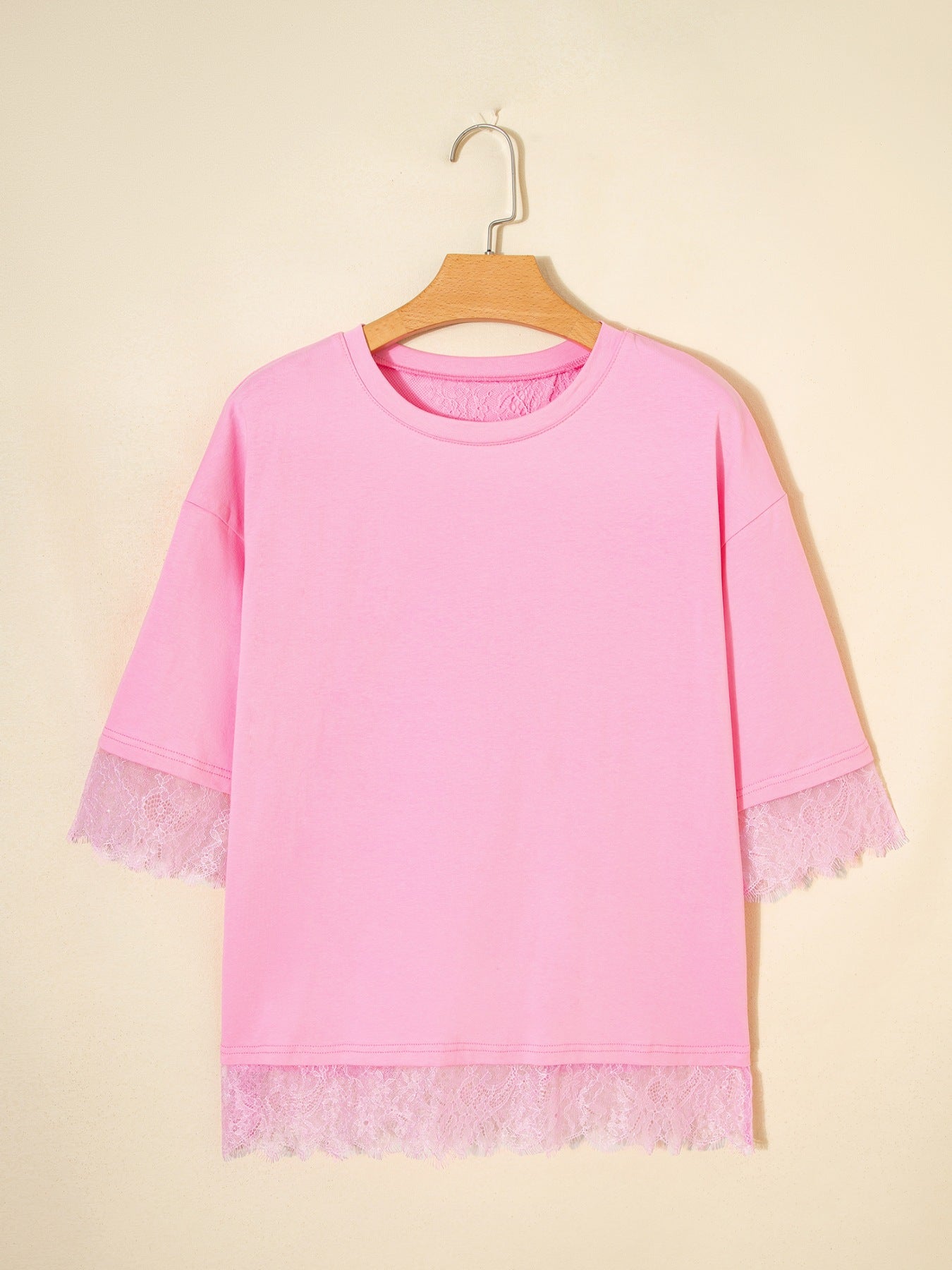Floral Lace Patchwork Half Sleeve Oversize Tee