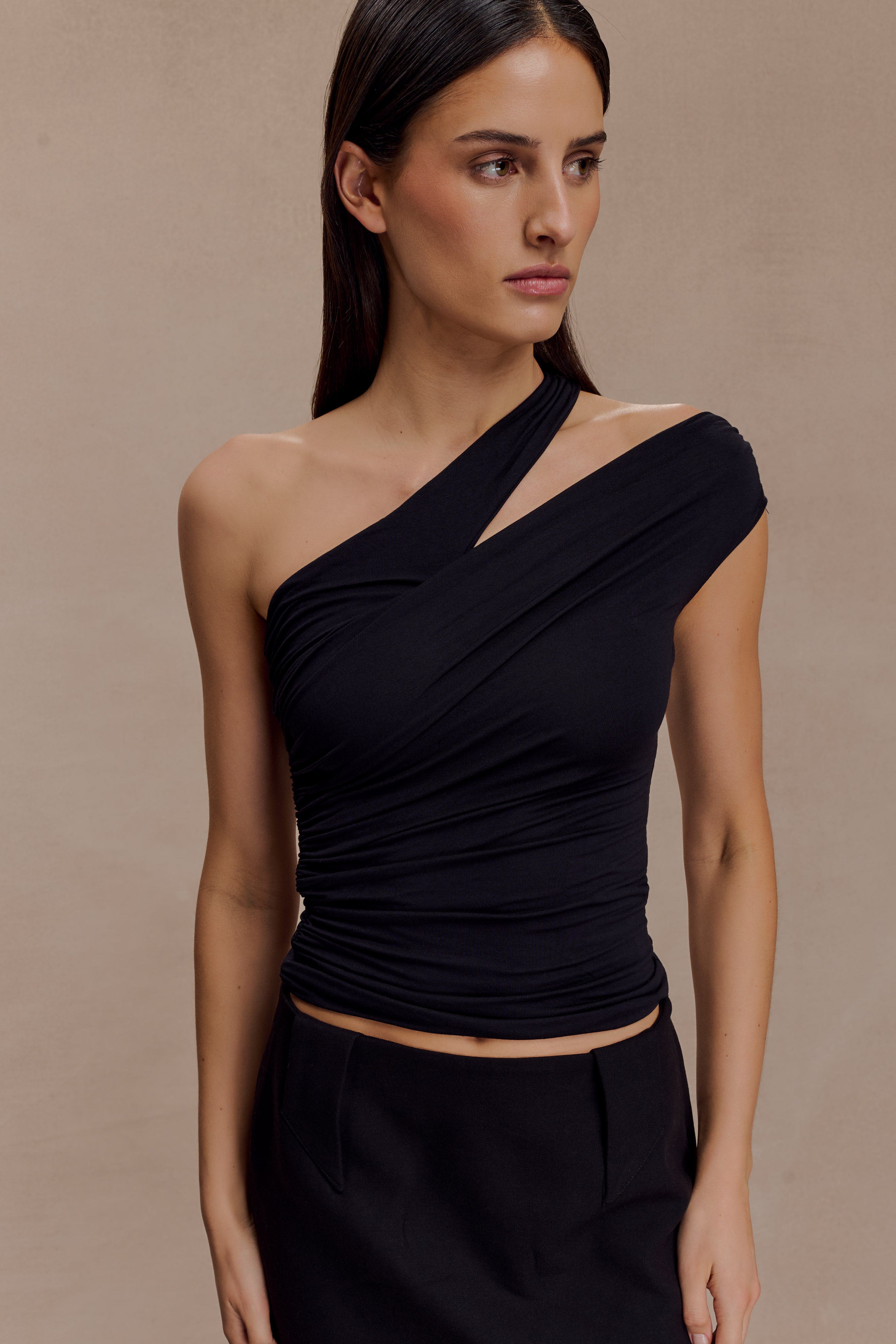 Black One Shoulder Modal Top