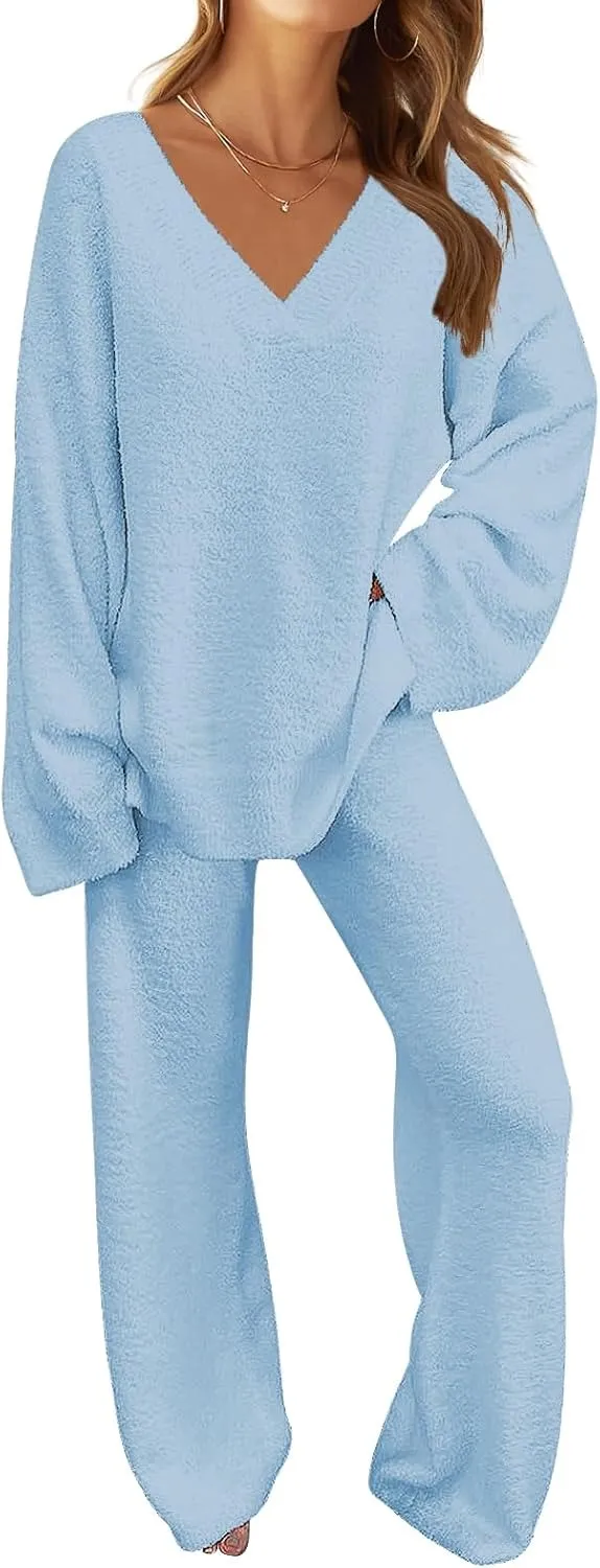Women's Lounge Sets 2025 Fall Fashion 2 Piece Outfits Sweater Pajama Set