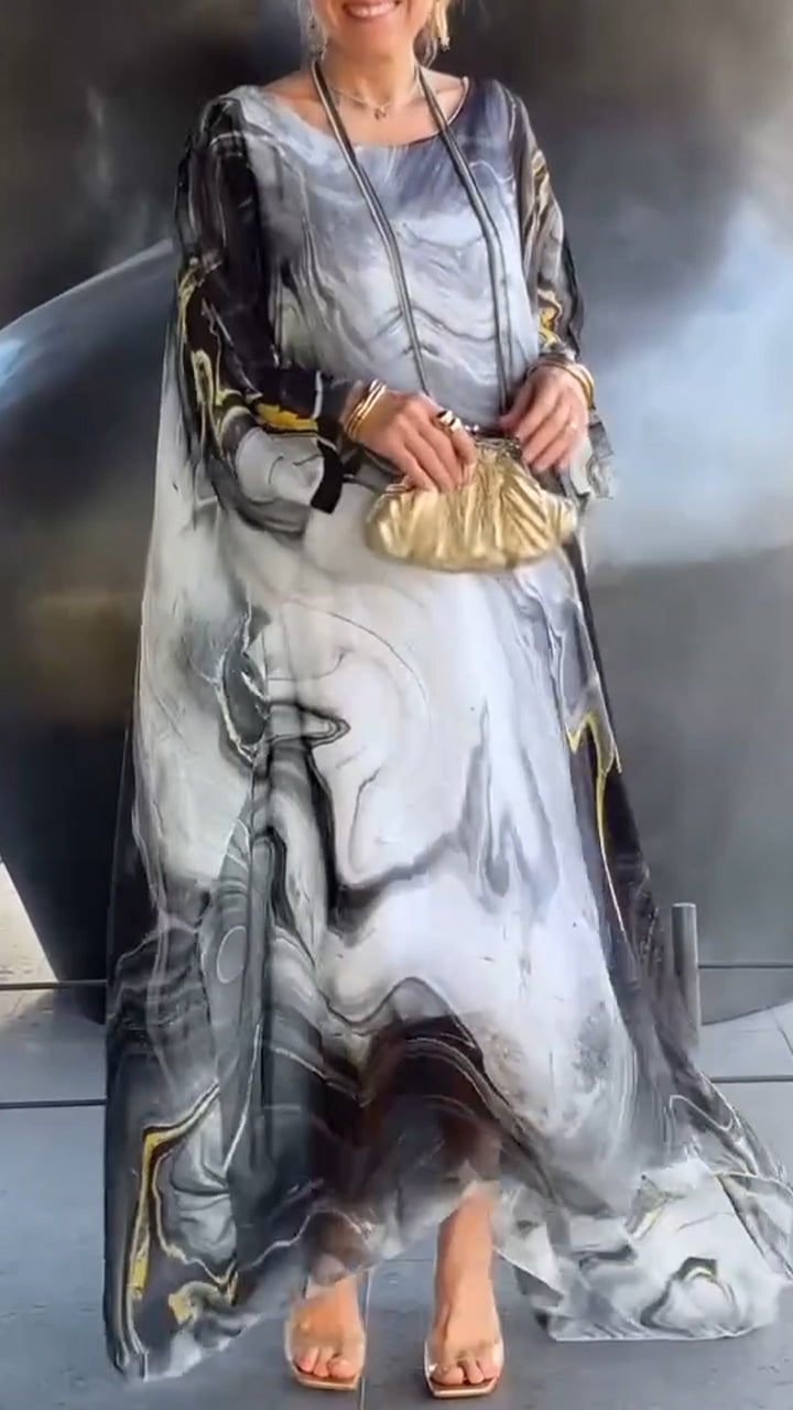 Women's Round Neck Loose Printed Dress