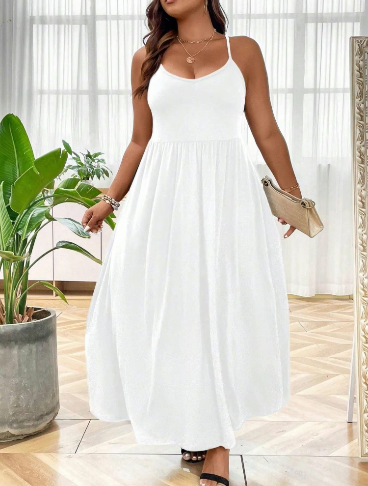 Plus Size Backless Cami Dress - Women's Sleeveless Summer Dress
