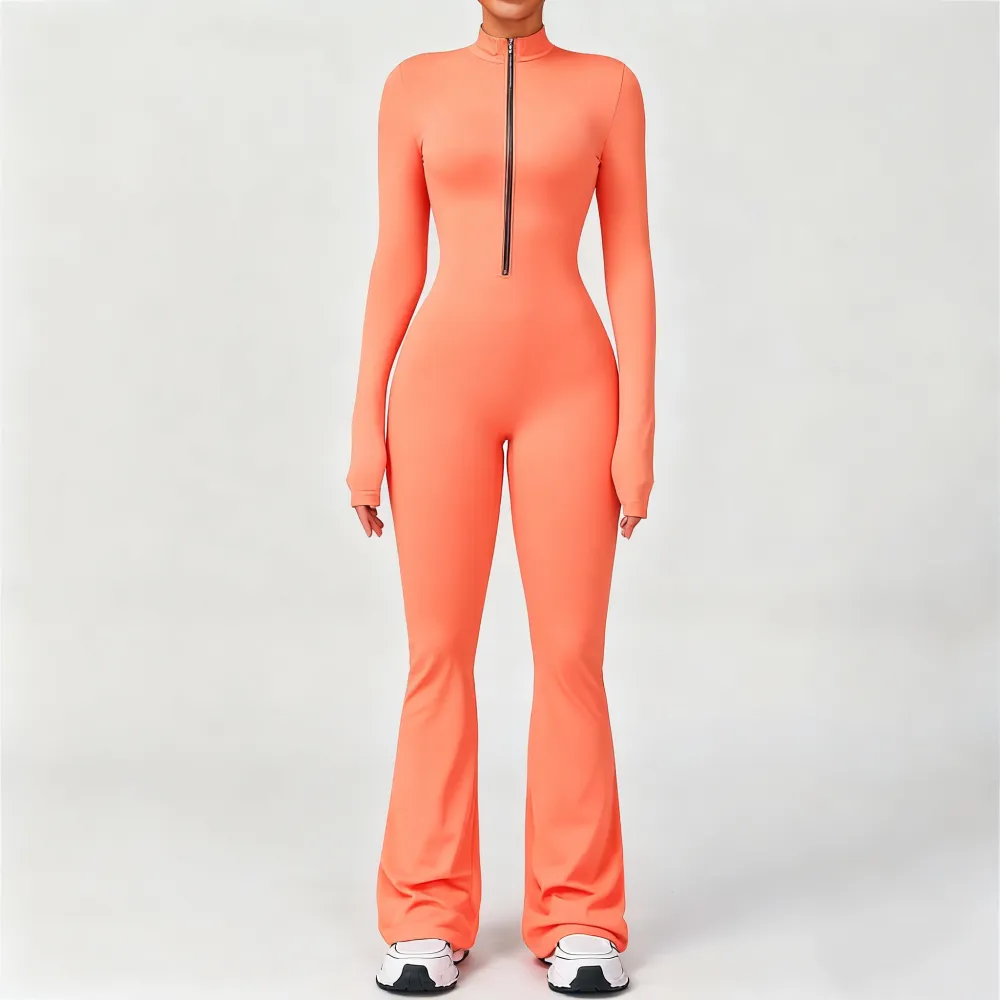 Women's Long Sleeve Flared Sports Jumpsuit