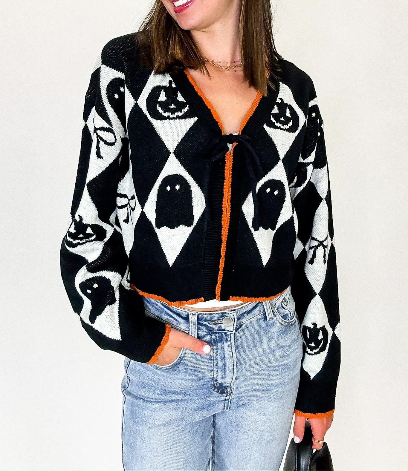 Ghoul Grid Argyle Knit Cardigan - FINAL SALE