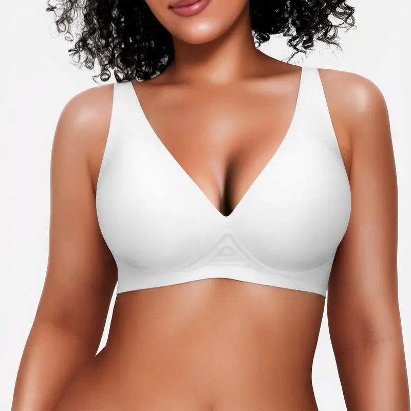 Jelly Wireless Womens Comfortable Wireless Bras Push Up Bralettes Seamless Tshirts Bras Deep V Everyday Bras