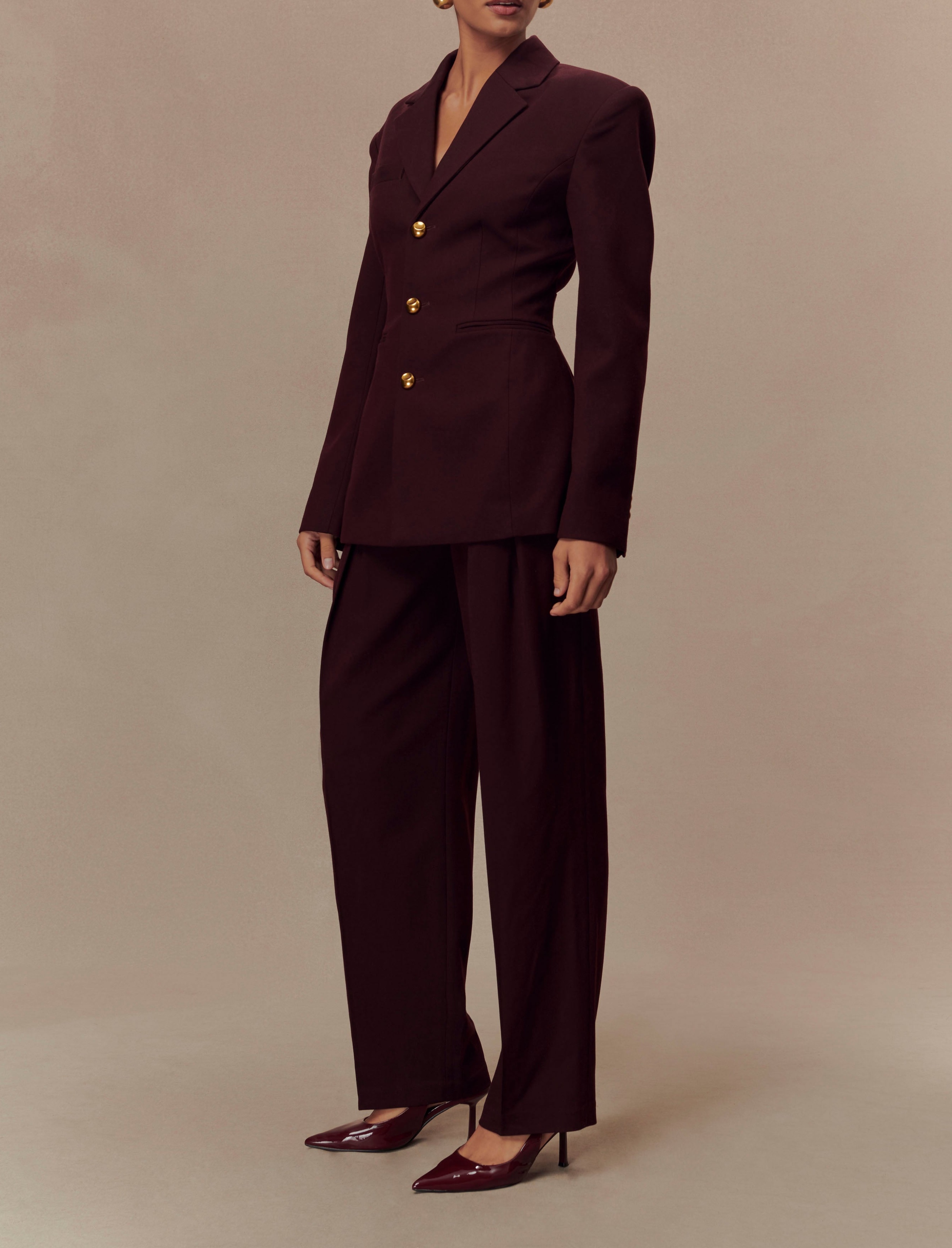 Mahogany Pleated High Waisted Pants