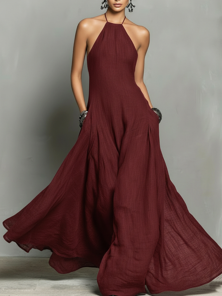Minimalist And Elegant Halter Neck Maxi Dress
