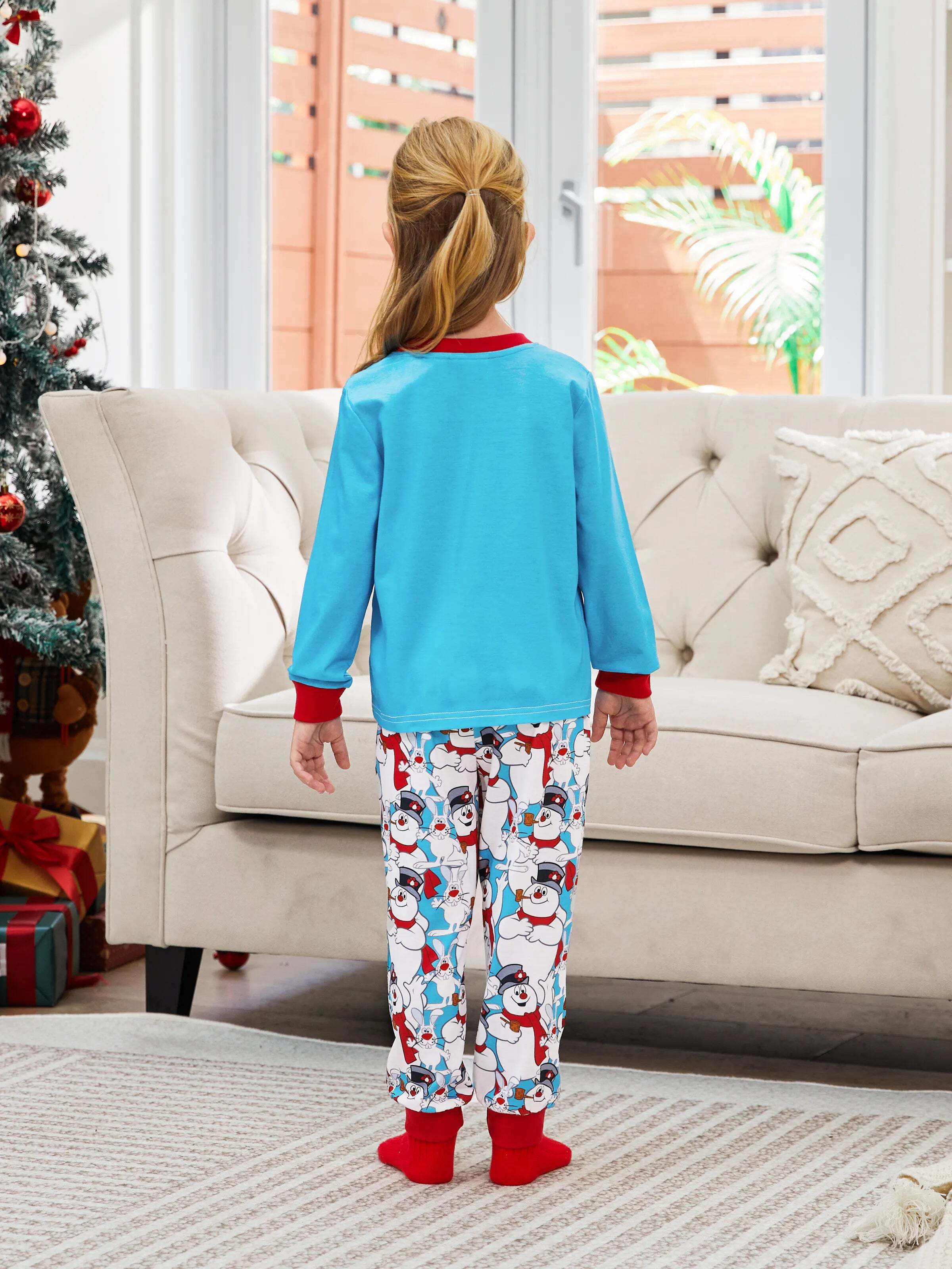 Christmas Snowman Pattern Pajamas Sets with Christmas Socks