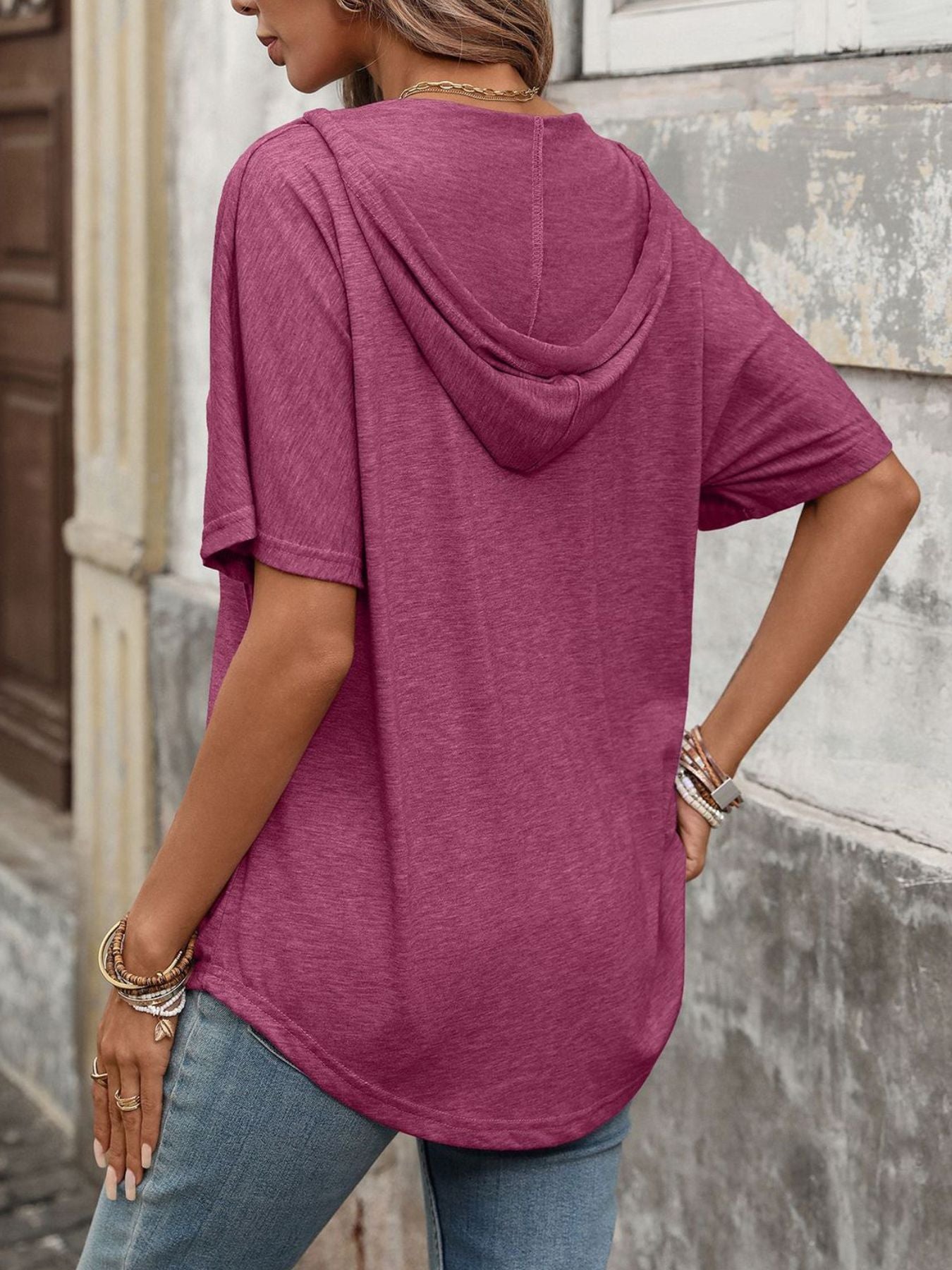 Casual Short Sleeve Hooded T-Shirt