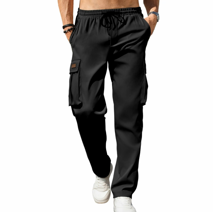 Men's Cargo Pants – Casual Loose Fit Sweatpants with Drawstring Waist and Multi Pockets