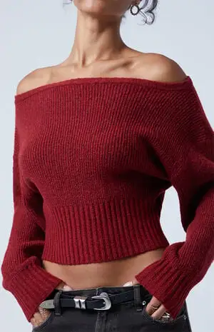 Women's Ribbed Off-The-Shoulder Sweater