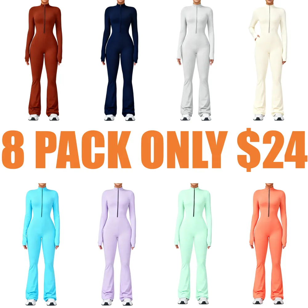 Women's Long Sleeve Flared Sports Jumpsuit