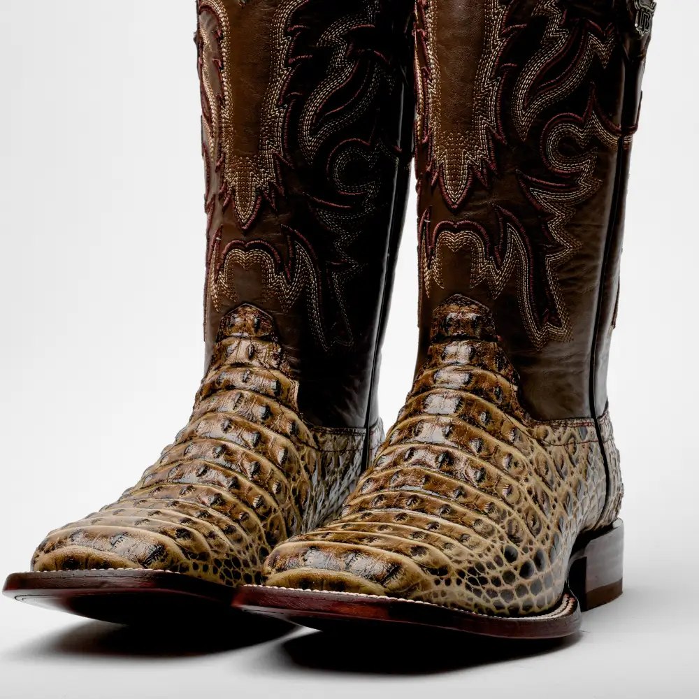Orix Caiman Hornback Leather Boots - Square Toe