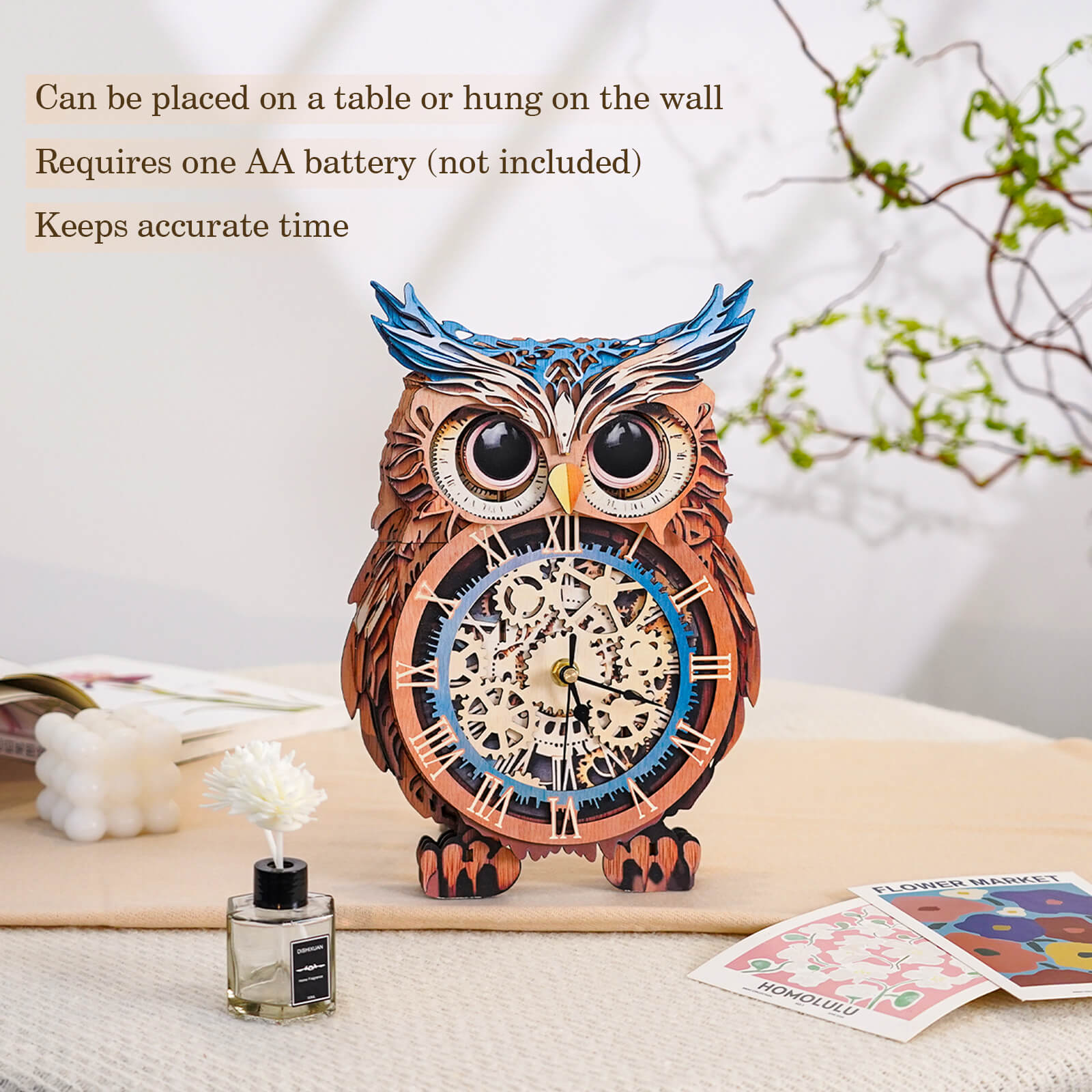 Owl â€“ DIY Wooden Clock, 3D Puzzle Craft Kit