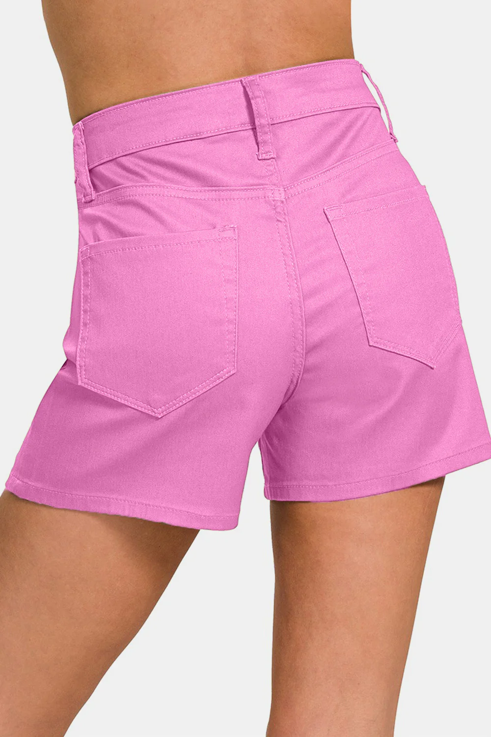 High Waist Denim Shorts in Mauve