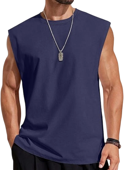 Men's Solid Color Round Neck Tank Top, Loose Casual Comfy Classic Crew Neck Sleeveless Top for Summer